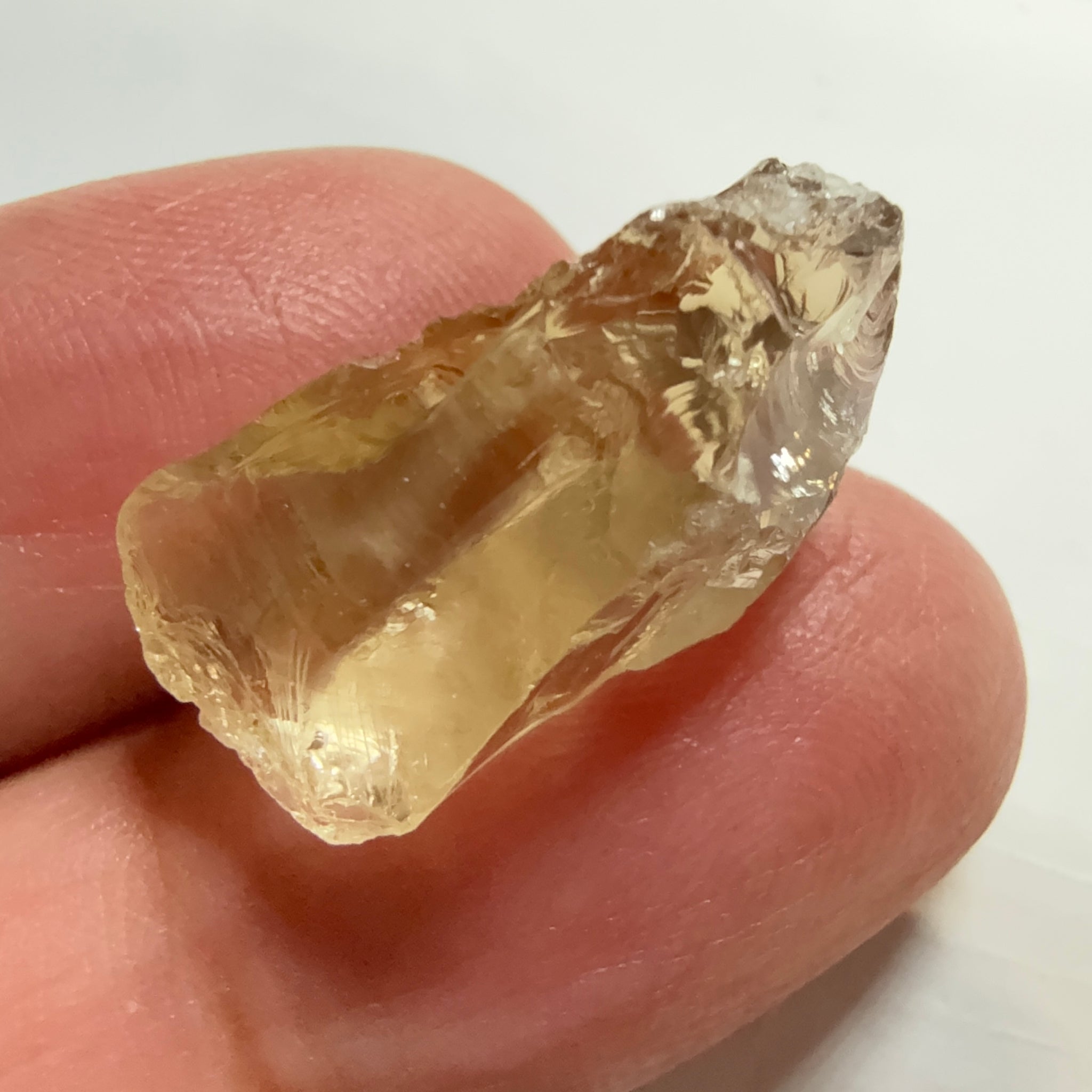 Citrine, 19.59ct, Zambia, Untreated Unheated, slight cracks on the tip of the flat end, have circled, rest VVS-IF, shape a little flattish