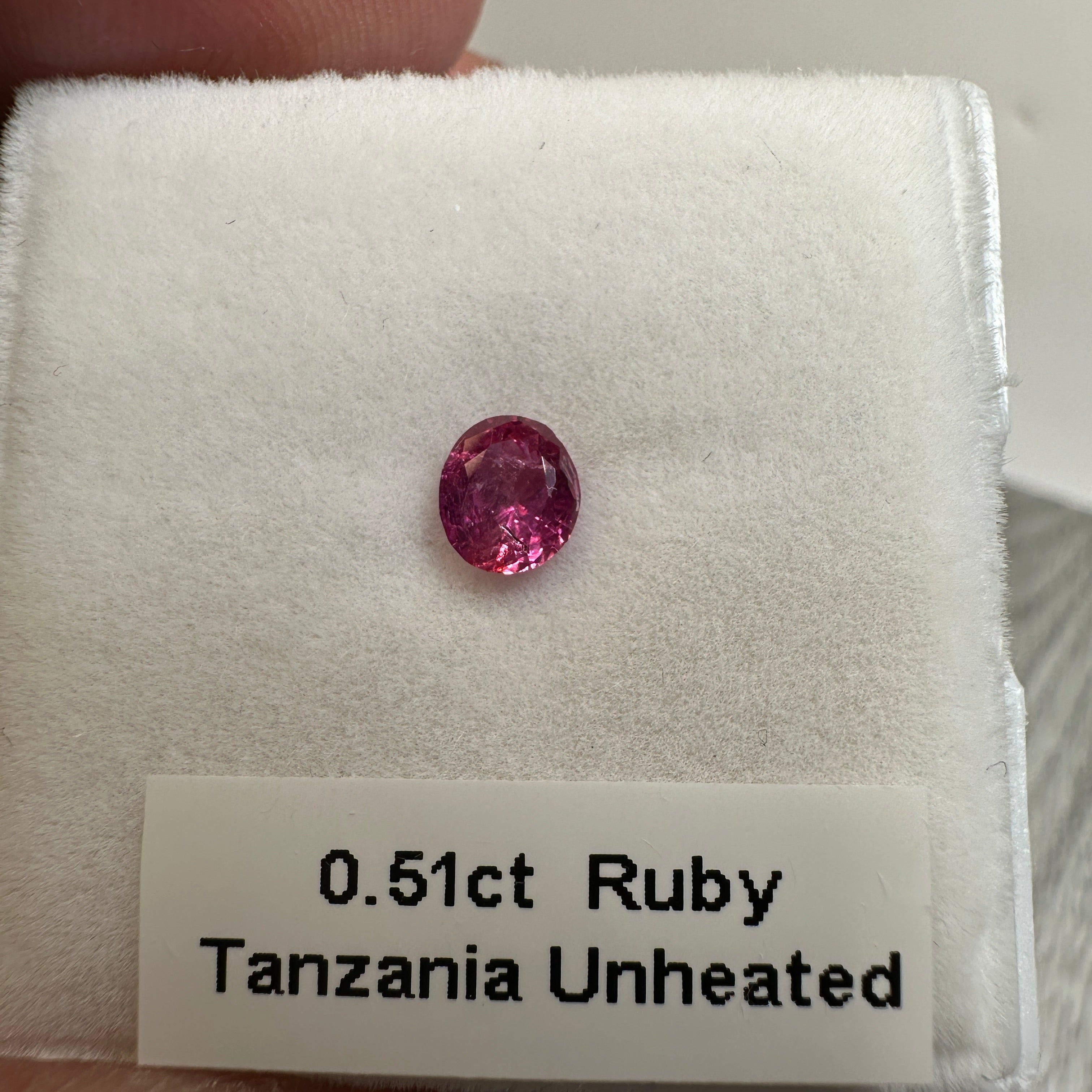 0.51ct Winza Ruby, Tanzania, Unheated Untreated. Native cut