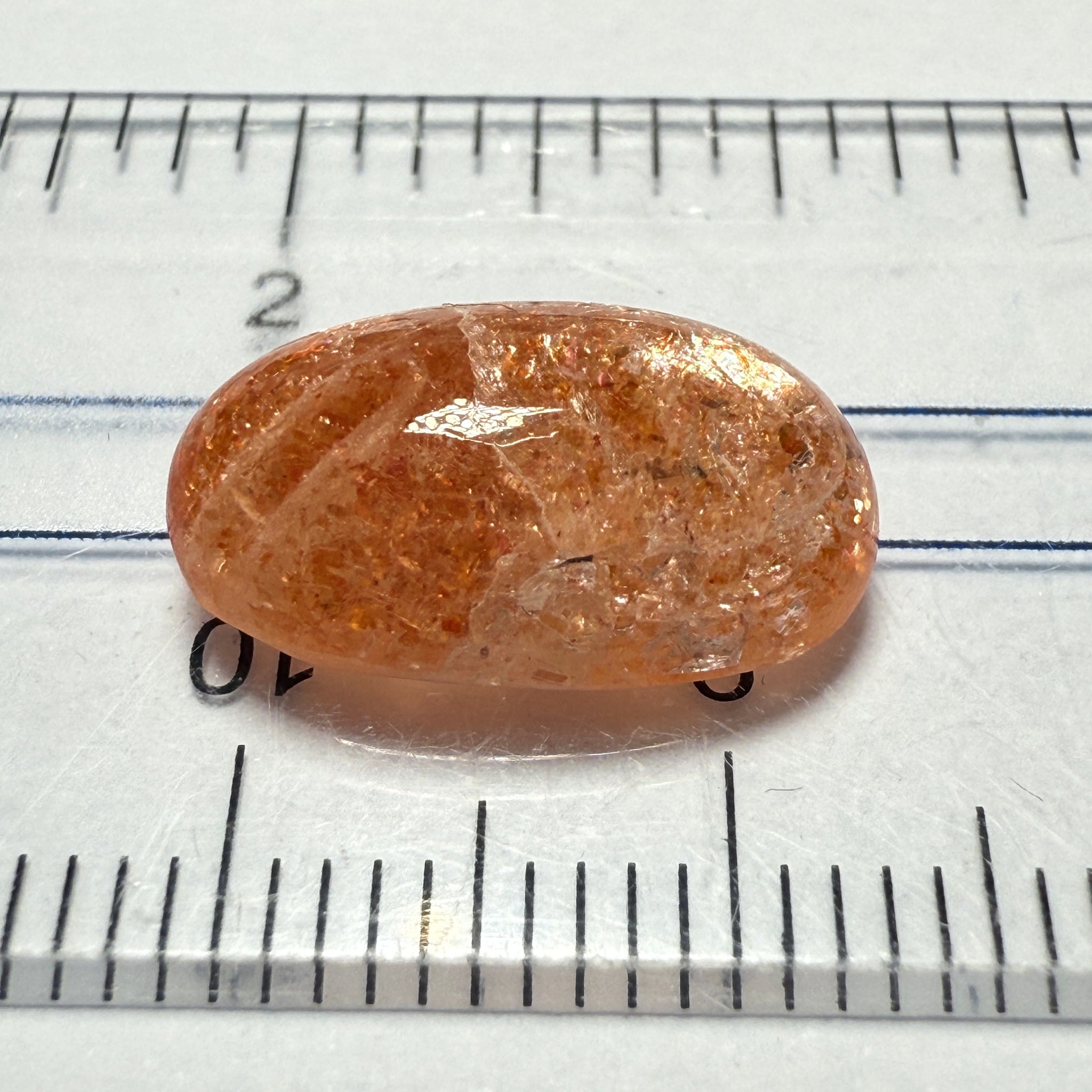 Confetti Sunstone Cabochon, 5.13ct, Tanzania, Untreated Unheated, flat backed