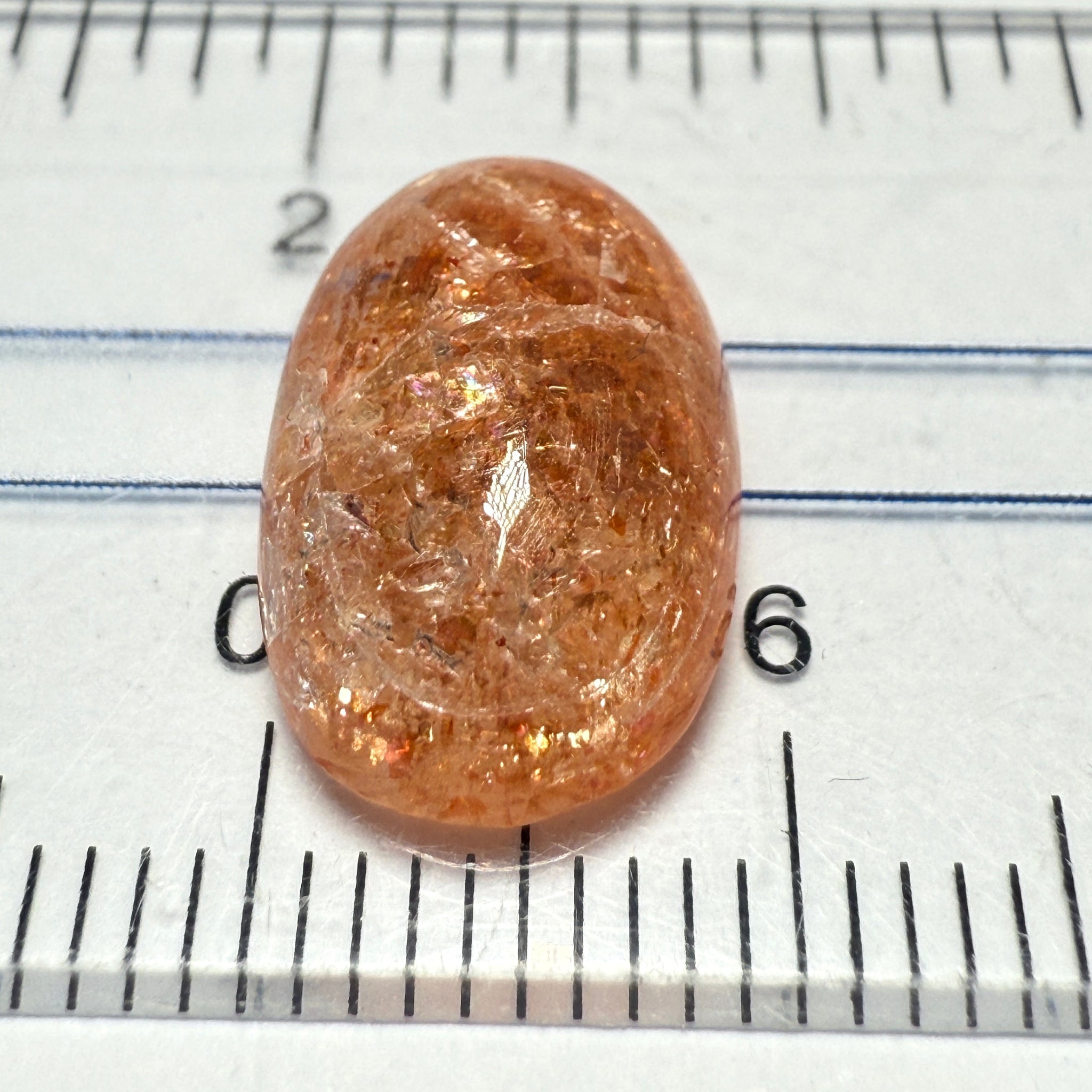 Confetti Sunstone Cabochon, 5.13ct, Tanzania, Untreated Unheated, flat backed