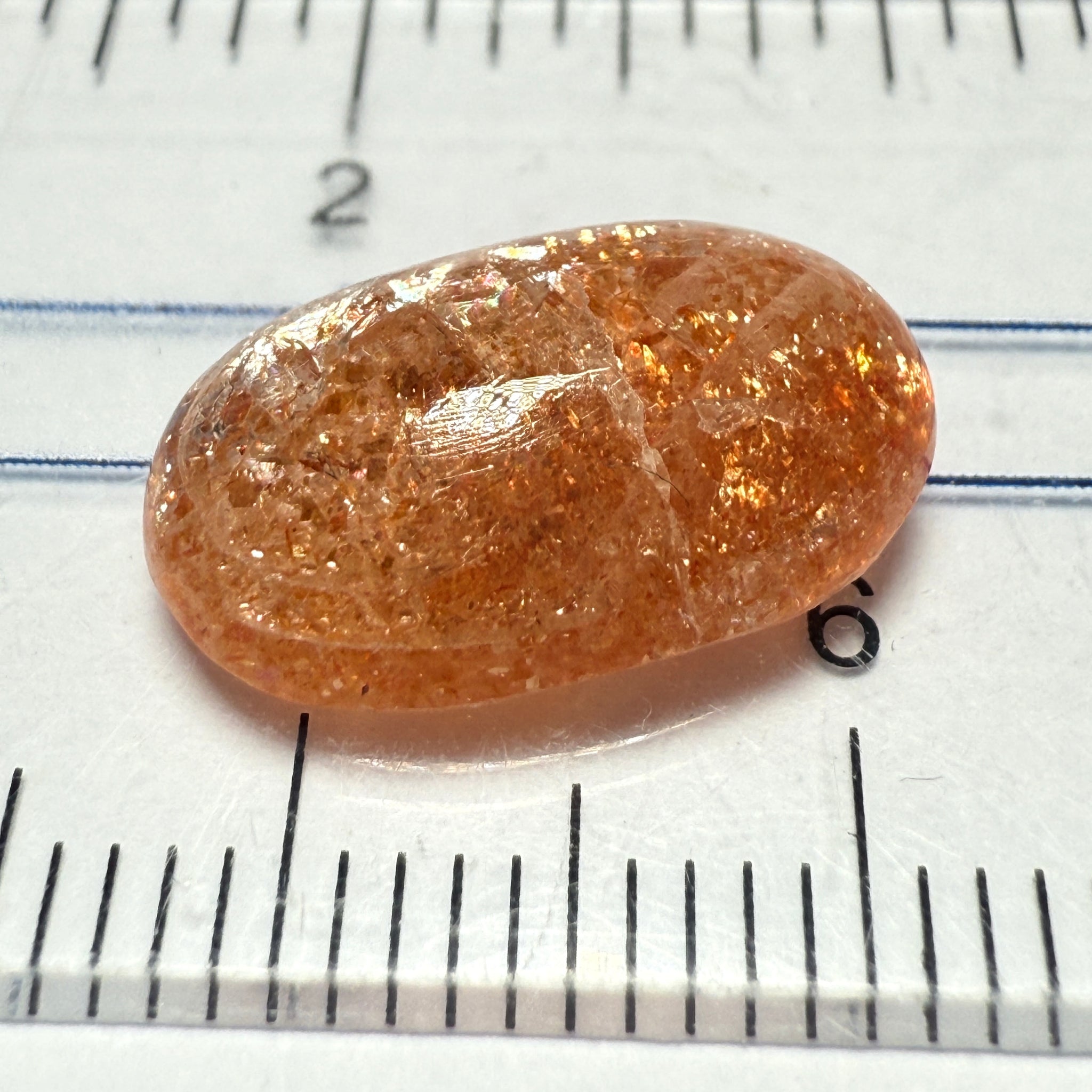 Confetti Sunstone Cabochon, 5.13ct, Tanzania, Untreated Unheated, flat backed