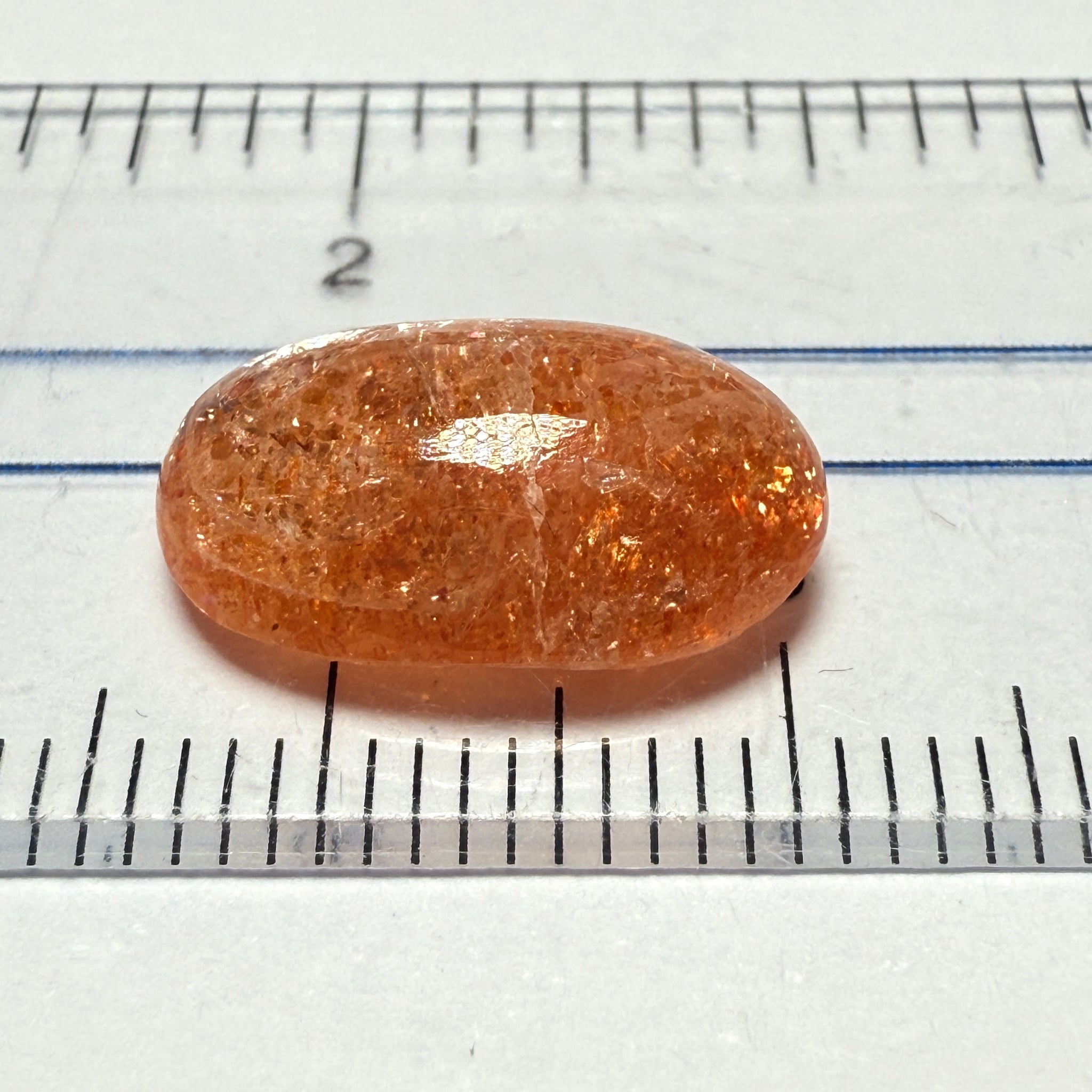Confetti Sunstone Cabochon, 5.13ct, Tanzania, Untreated Unheated, flat backed