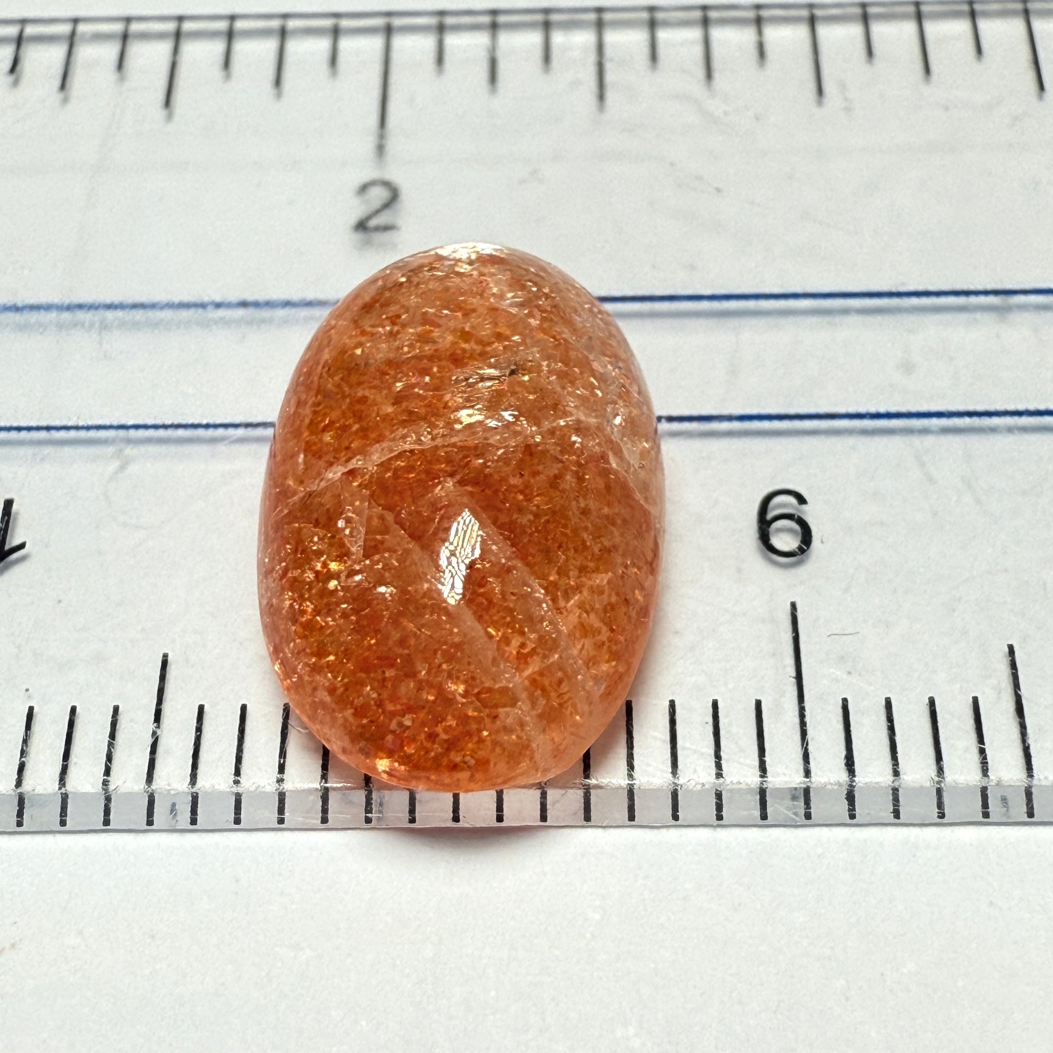 Confetti Sunstone Cabochon, 5.13ct, Tanzania, Untreated Unheated, flat backed