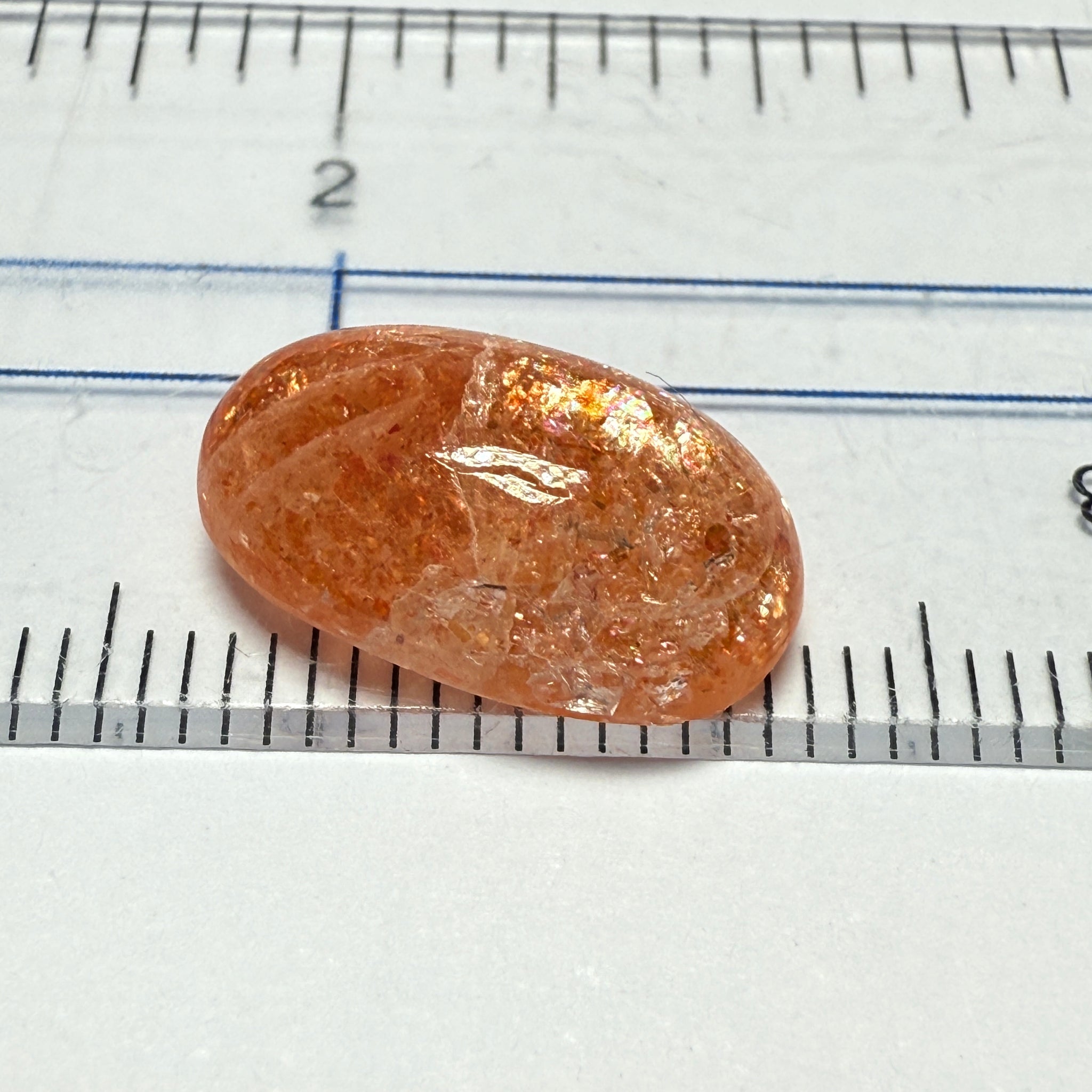 Confetti Sunstone Cabochon, 5.13ct, Tanzania, Untreated Unheated, flat backed