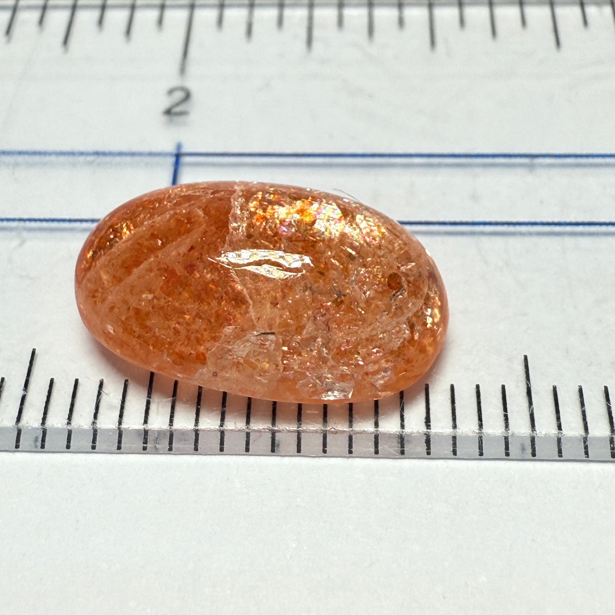 Confetti Sunstone Cabochon, 5.13ct, Tanzania, Untreated Unheated, flat backed