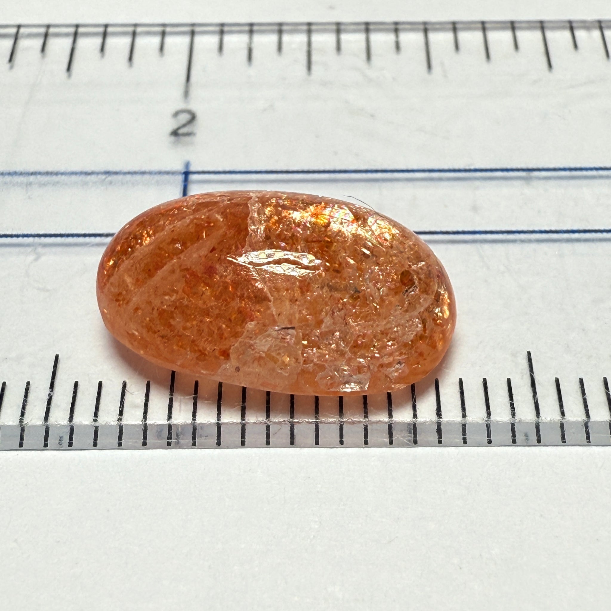 Confetti Sunstone Cabochon, 5.13ct, Tanzania, Untreated Unheated, flat backed