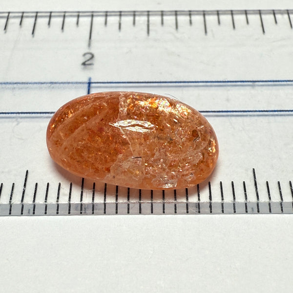 Confetti Sunstone Cabochon, 5.13ct, Tanzania, Untreated Unheated, flat backed