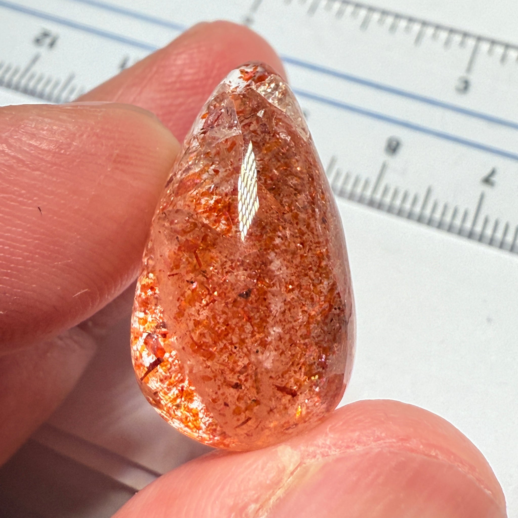 Confetti Sunstone Cabochon, 19.33ct, Tanzania, Untreated Unheated, flat backed