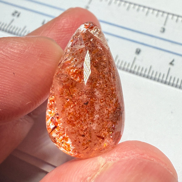 Confetti Sunstone Cabochon, 19.33ct, Tanzania, Untreated Unheated, flat backed