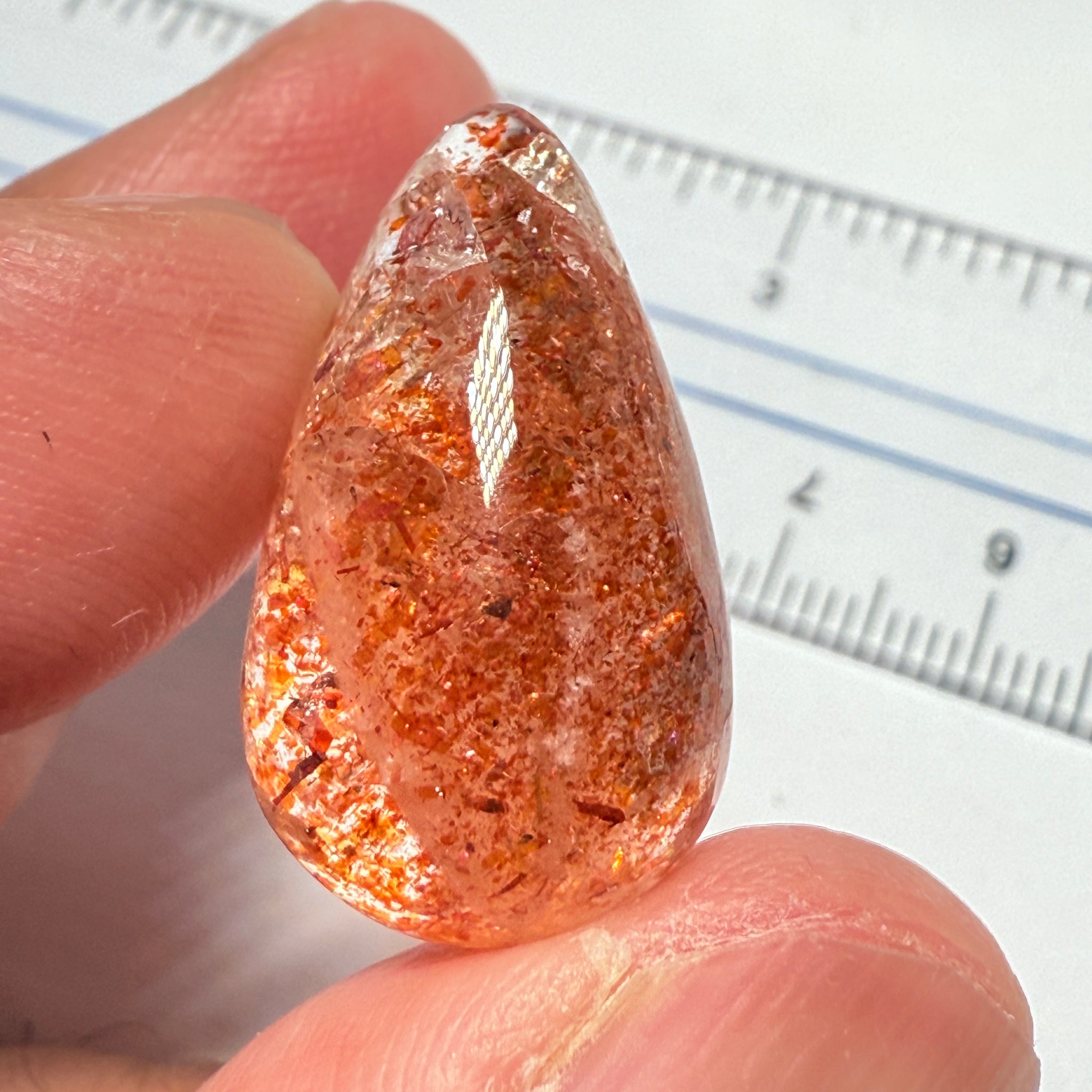 Confetti Sunstone Cabochon, 19.33ct, Tanzania, Untreated Unheated, flat backed