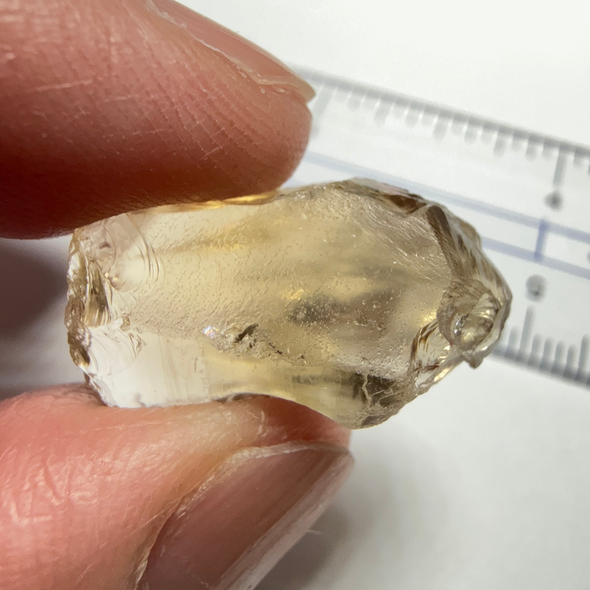 Citrine, 19.59ct, Zambia, Untreated Unheated, slight cracks on the tip of the flat end, have circled, rest VVS-IF, shape a little flattish
