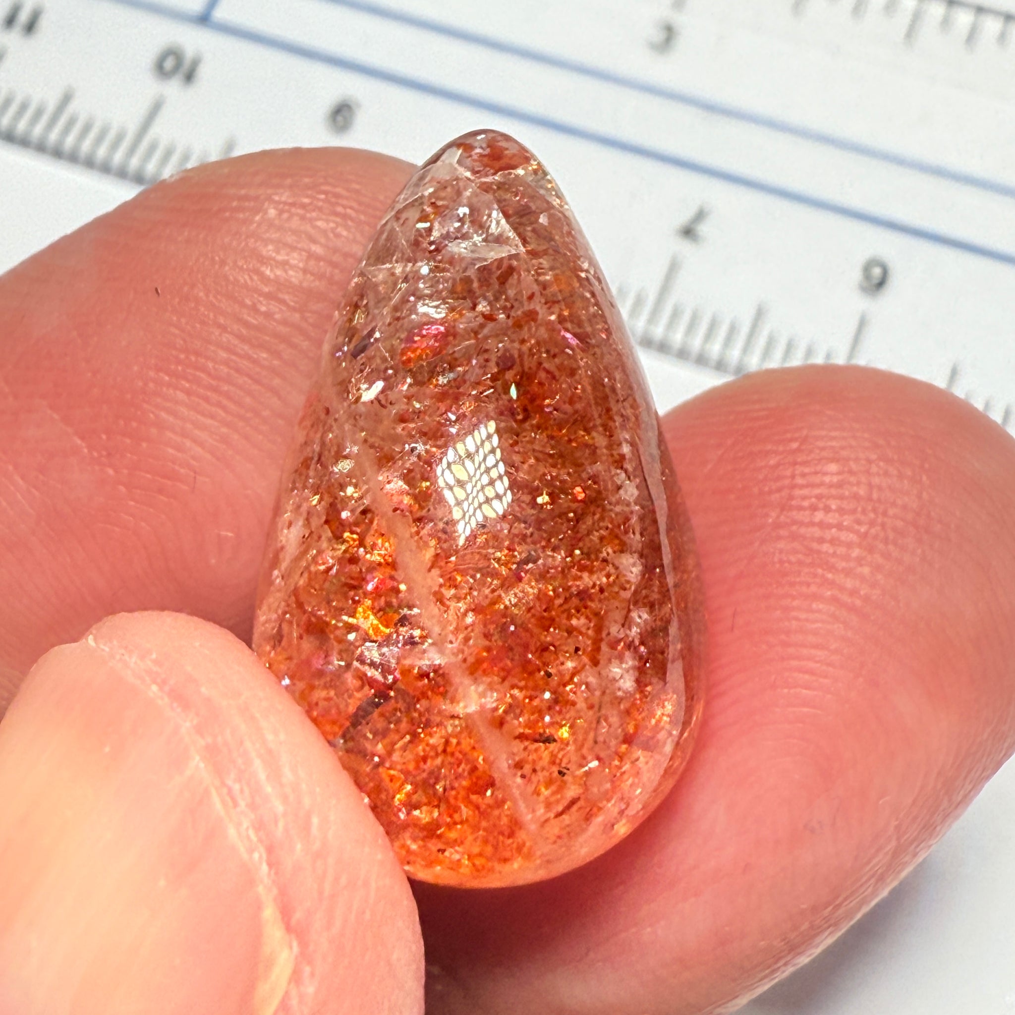 Confetti Sunstone Cabochon, 19.33ct, Tanzania, Untreated Unheated, flat backed