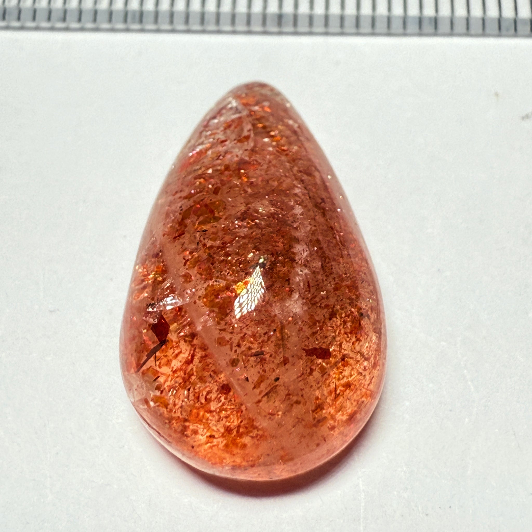Confetti Sunstone Cabochon, 19.33ct, Tanzania, Untreated Unheated, flat backed