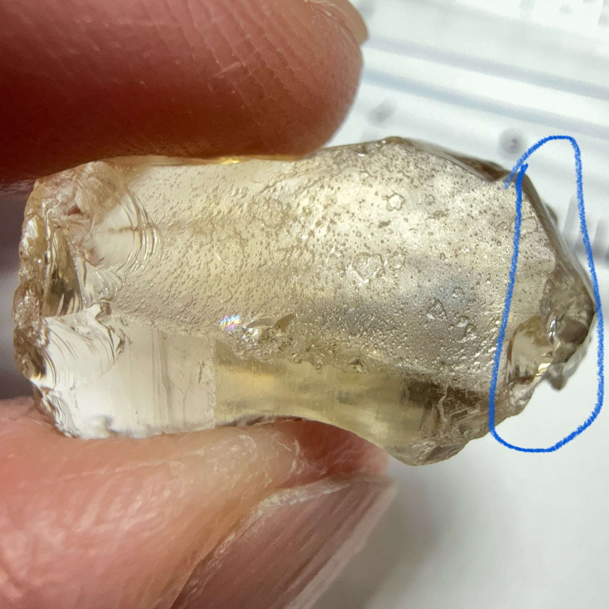 Citrine, 19.59ct, Zambia, Untreated Unheated, slight cracks on the tip of the flat end, have circled, rest VVS-IF, shape a little flattish