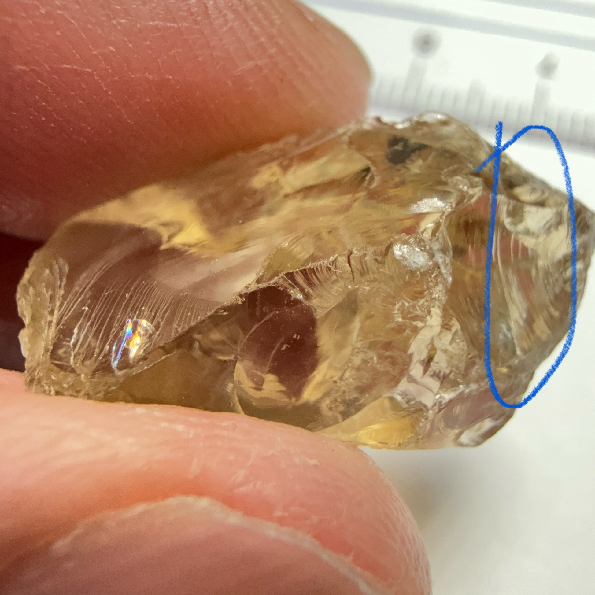 Citrine, 19.59ct, Zambia, Untreated Unheated, slight cracks on the tip of the flat end, have circled, rest VVS-IF, shape a little flattish