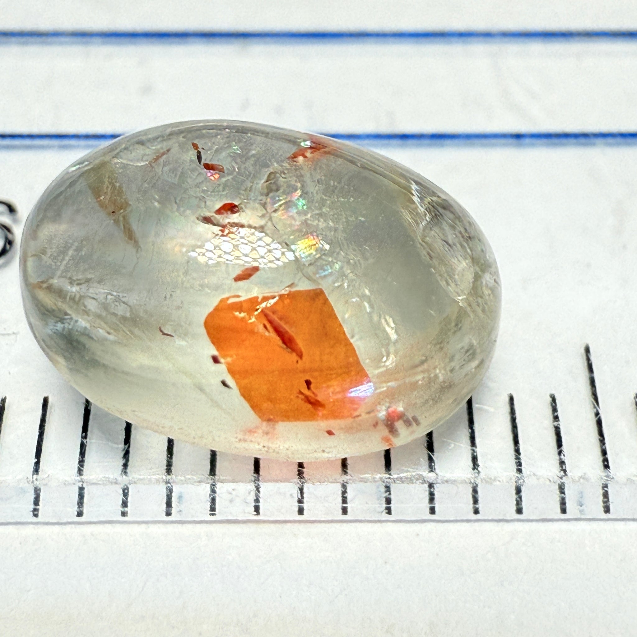Confetti Sunstone Cabochon, 3.13ct, Tanzania, Untreated Unheated, flat backed