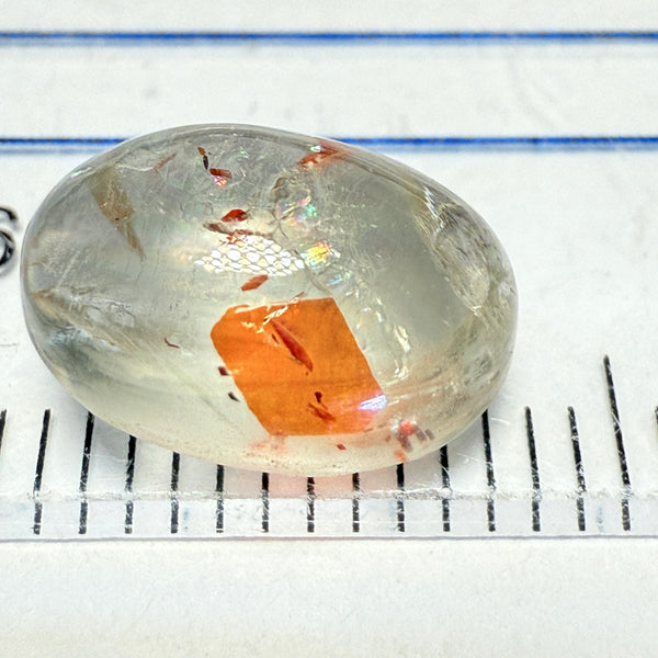 Confetti Sunstone Cabochon, 3.13ct, Tanzania, Untreated Unheated, flat backed