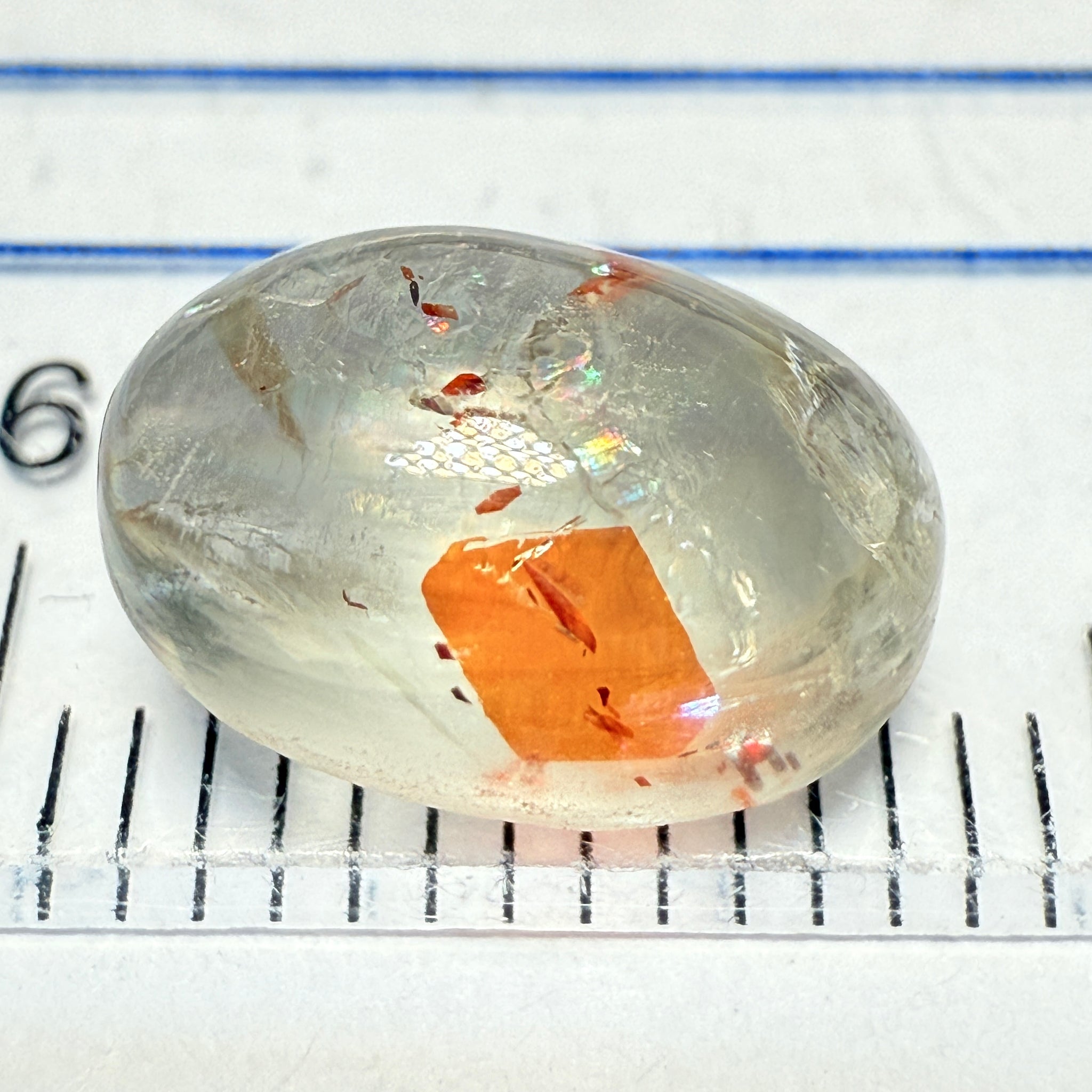 Confetti Sunstone Cabochon, 3.13ct, Tanzania, Untreated Unheated, flat backed
