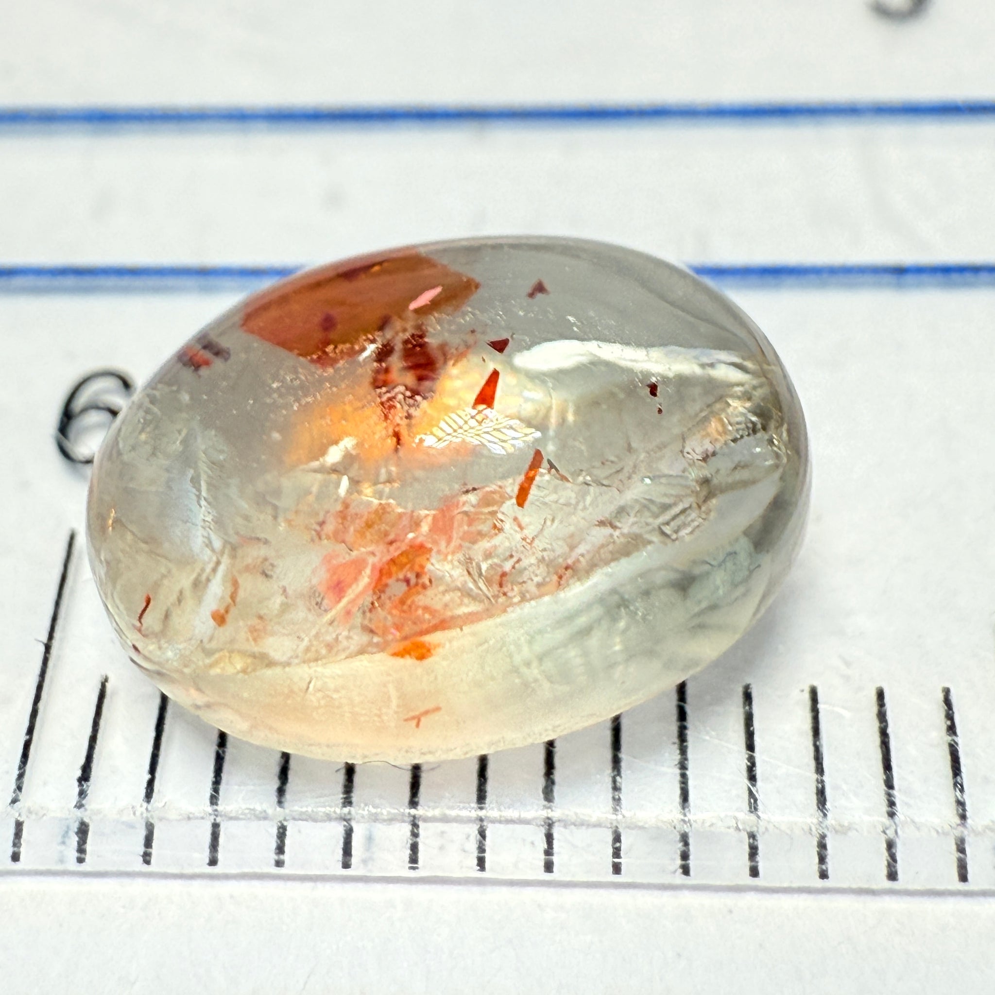 Confetti Sunstone Cabochon, 3.13ct, Tanzania, Untreated Unheated, flat backed