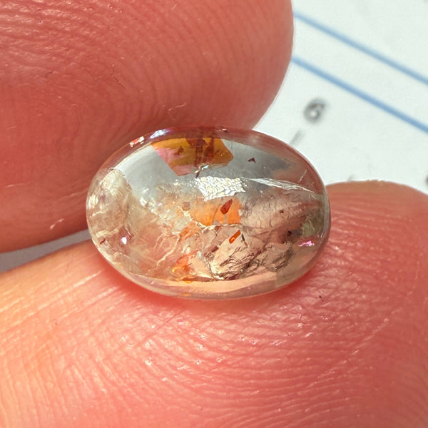 Confetti Sunstone Cabochon, 3.13ct, Tanzania, Untreated Unheated, flat backed
