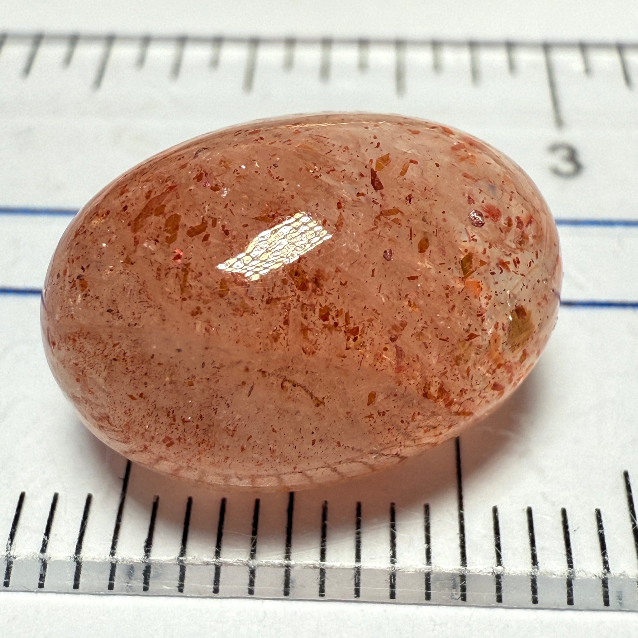 Confetti Sunstone Cabochon, 11.00ct, Tanzania, Untreated Unheated, flat backed