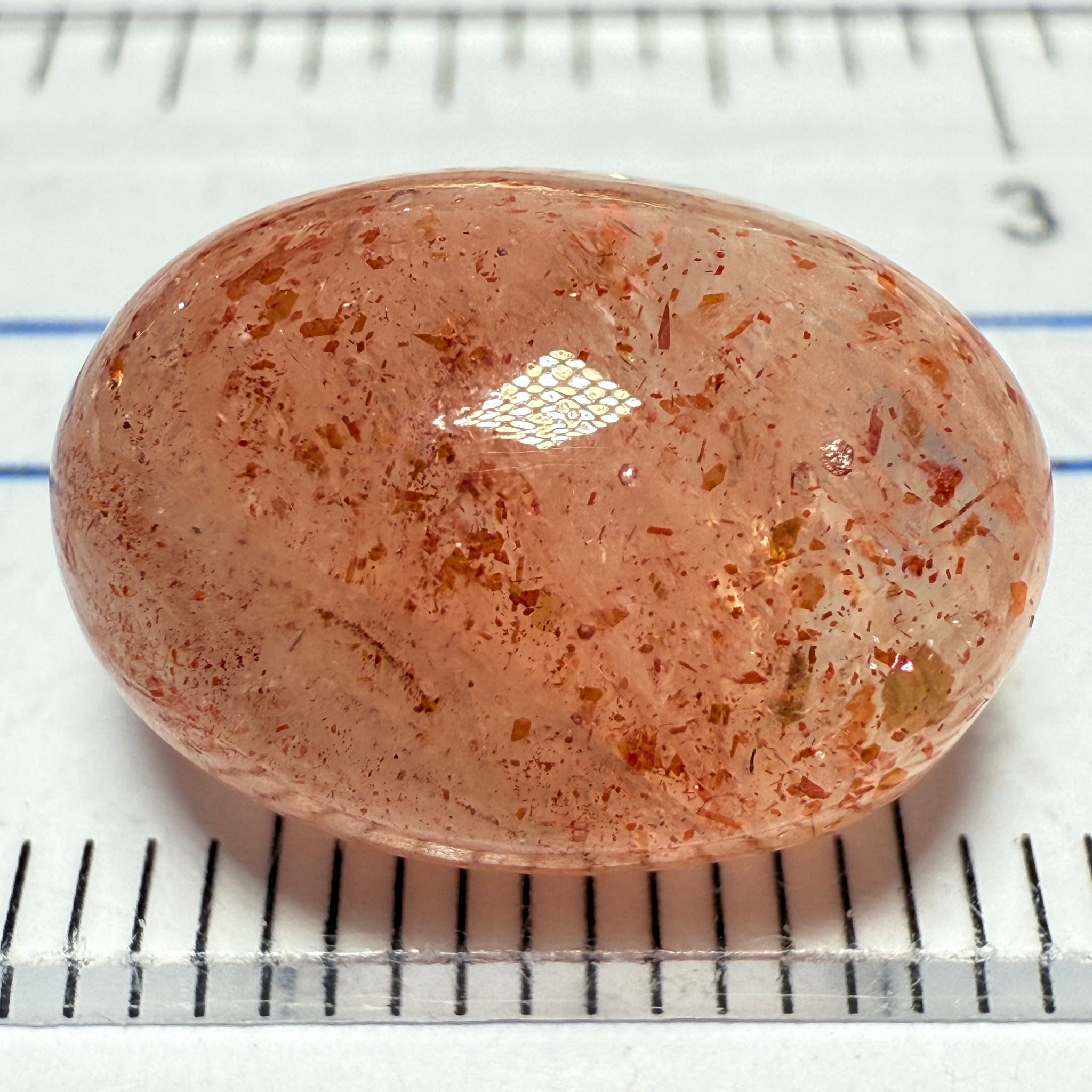 Confetti Sunstone Cabochon, 11.00ct, Tanzania, Untreated Unheated, flat backed