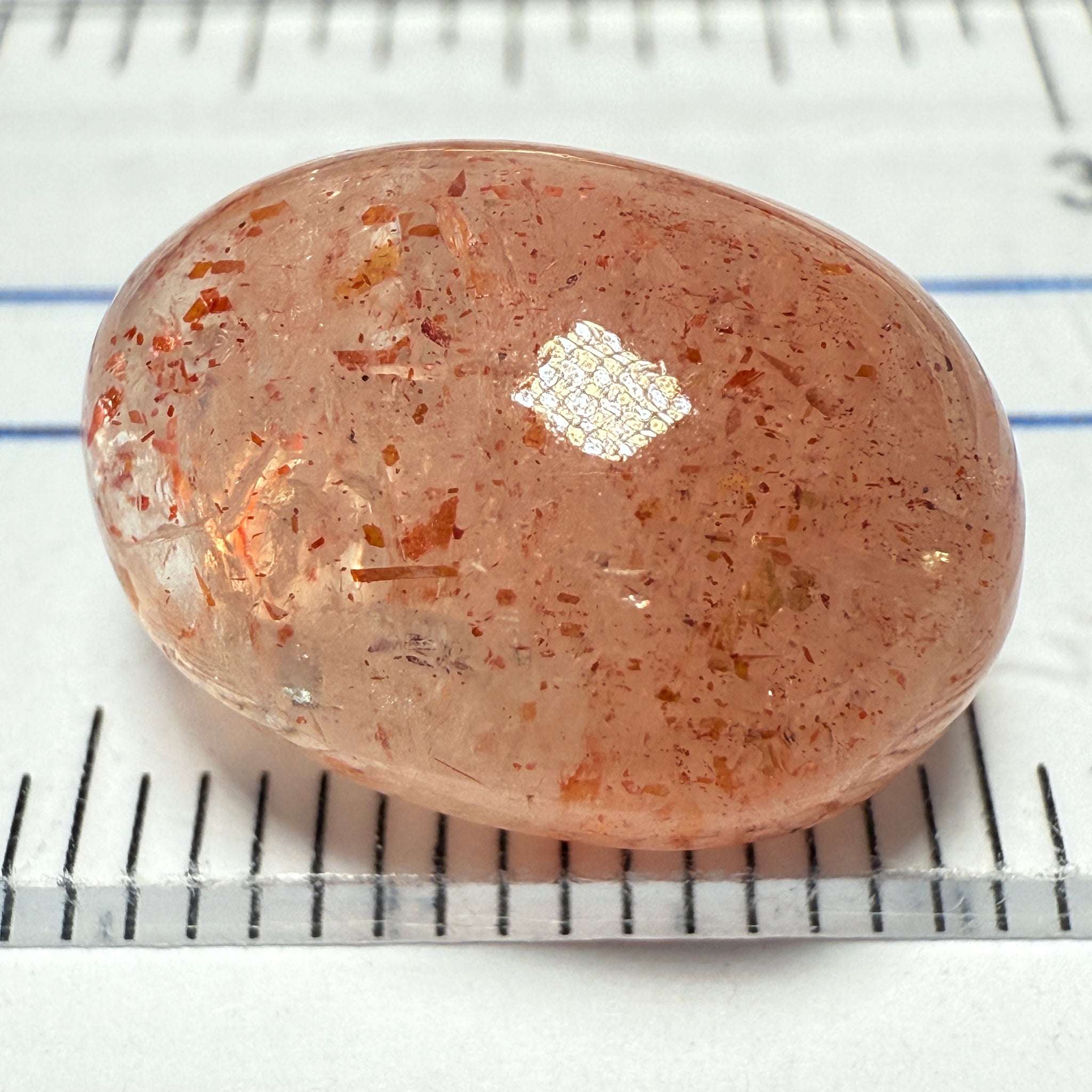 Confetti Sunstone Cabochon, 11.00ct, Tanzania, Untreated Unheated, flat backed