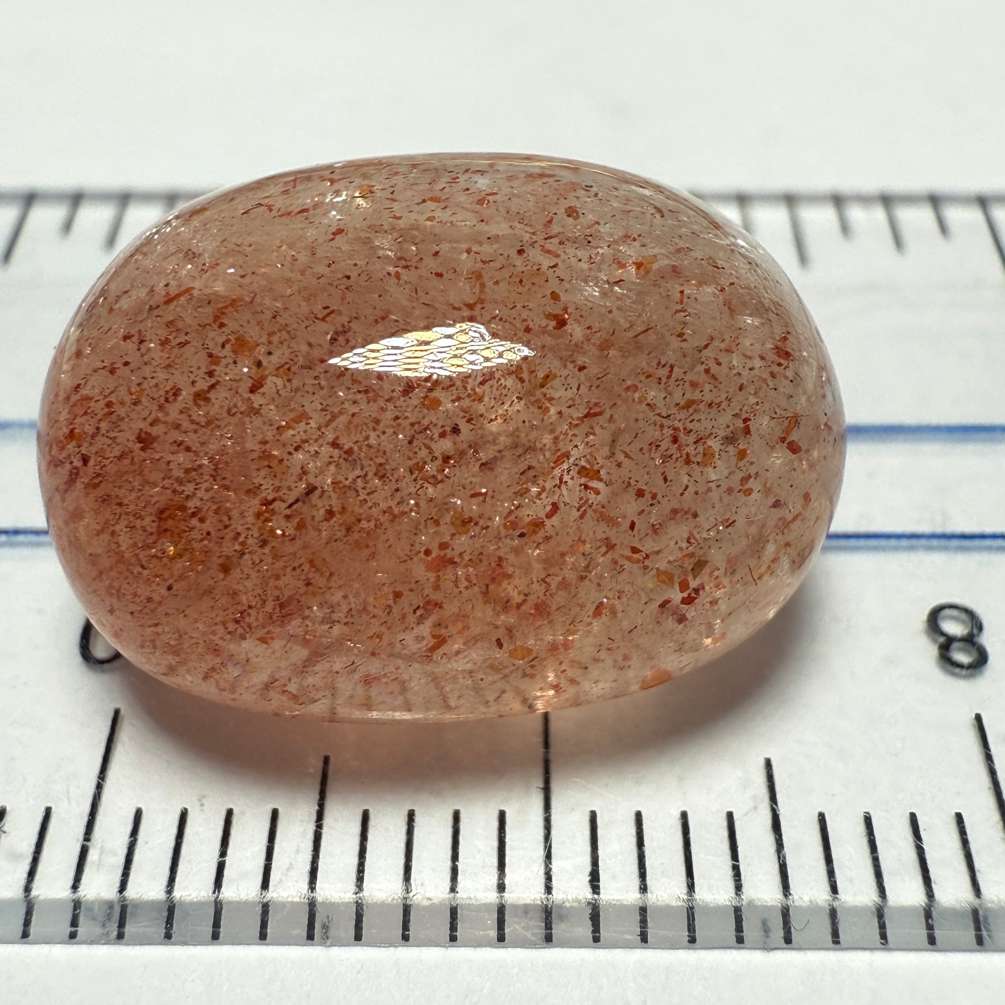 Confetti Sunstone Cabochon, 19.35ct, Tanzania, Untreated Unheated, flat backed