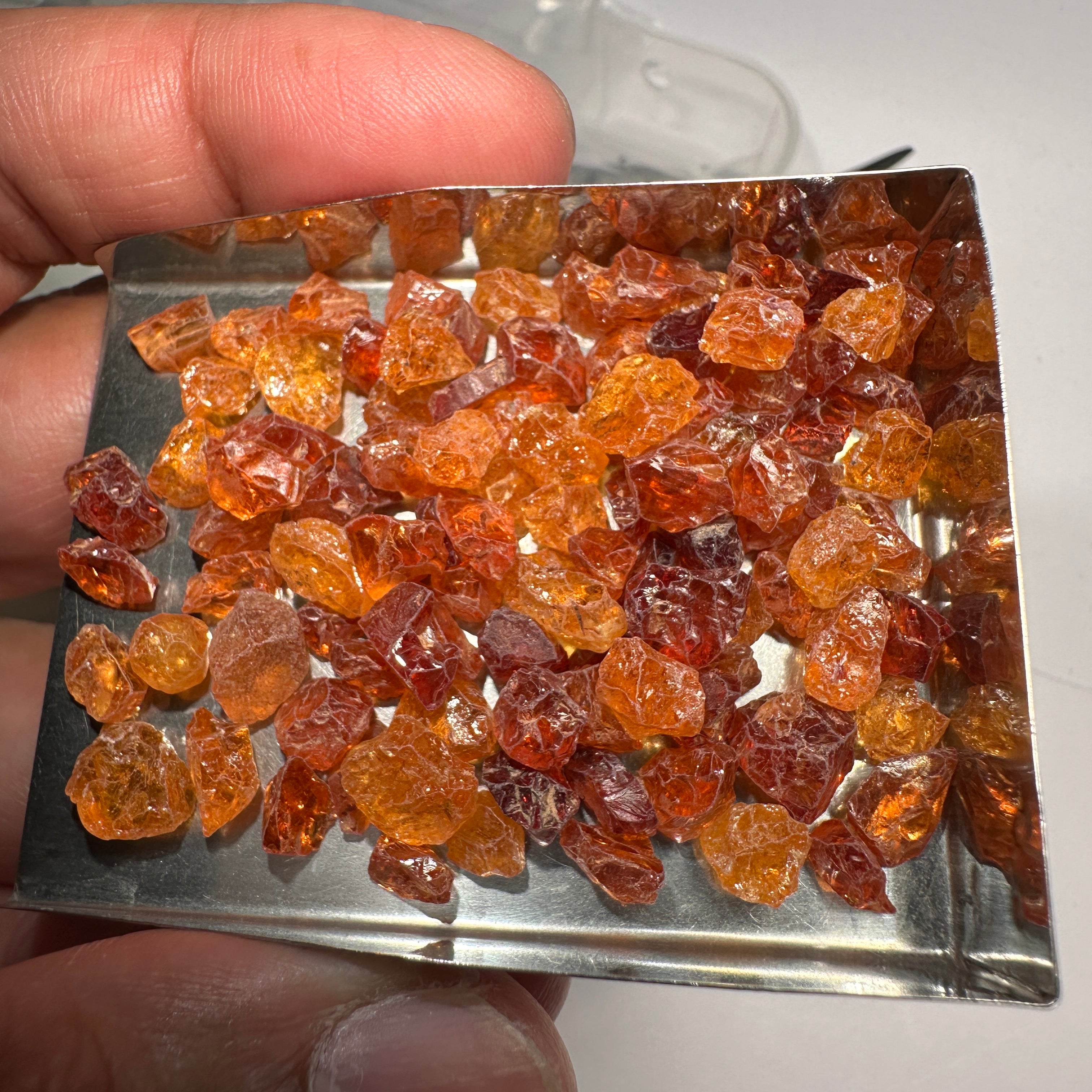 30gm Mandarin Spessartite Garnet Lot, Tanzania, Untreated Unheated, price is per 30gm lot- see video and pictures