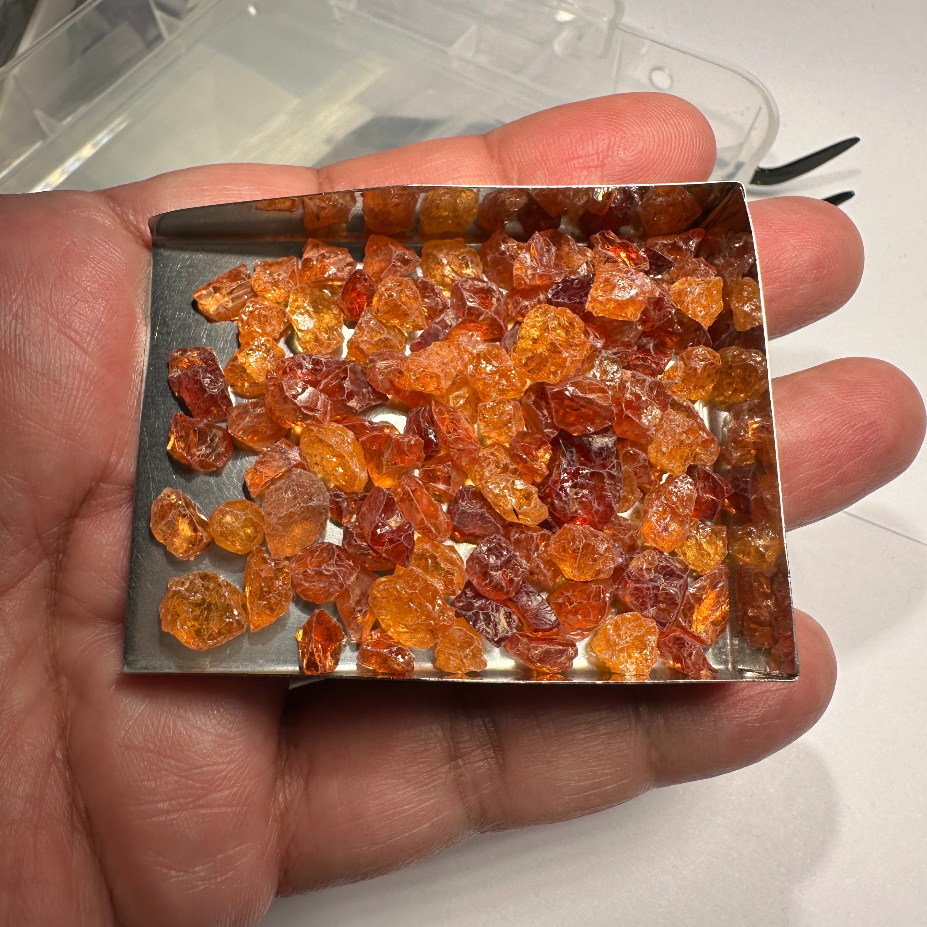 30gm Mandarin Spessartite Garnet Lot, Tanzania, Untreated Unheated, price is per 30gm lot- see video and pictures