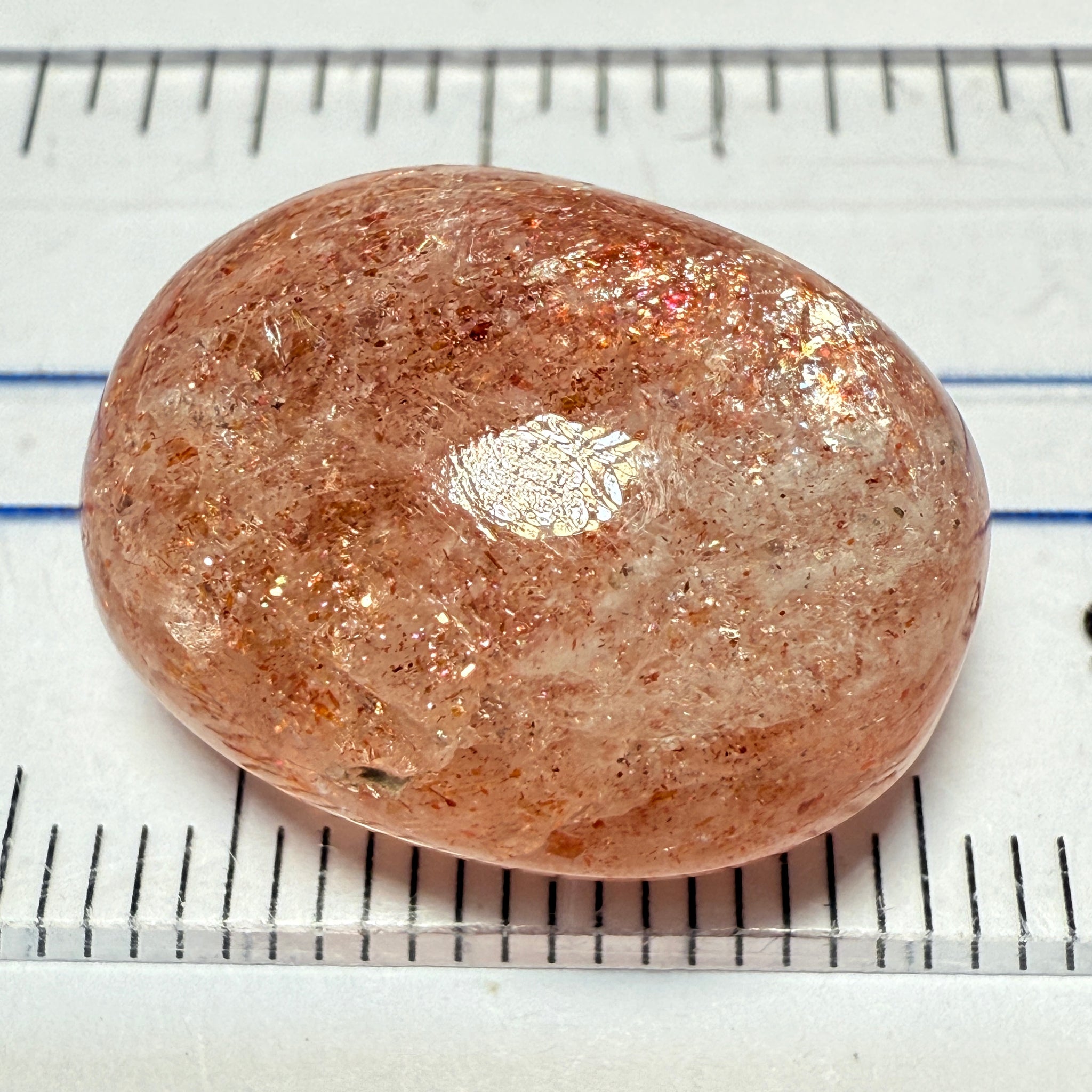 Confetti Sunstone Cabochon, 21.73ct, Tanzania, Untreated Unheated, flat backed