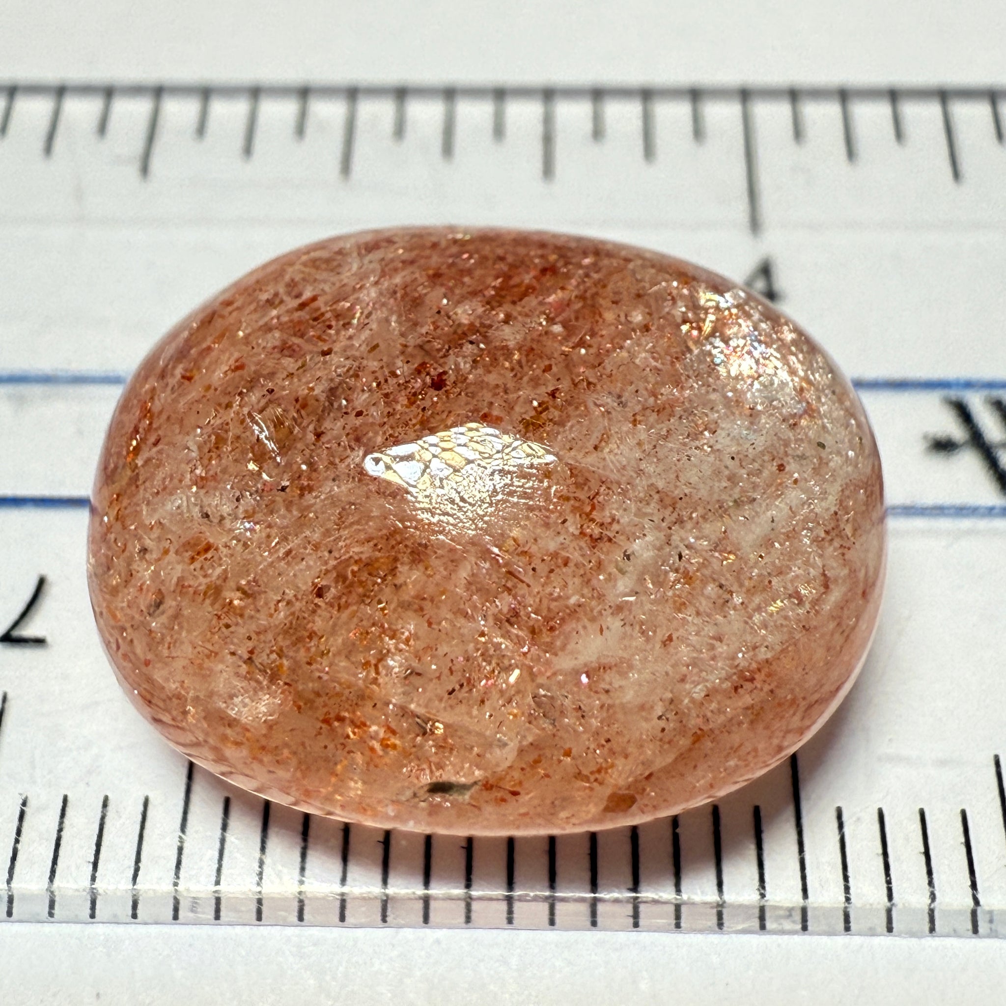 Confetti Sunstone Cabochon, 21.73ct, Tanzania, Untreated Unheated, flat backed