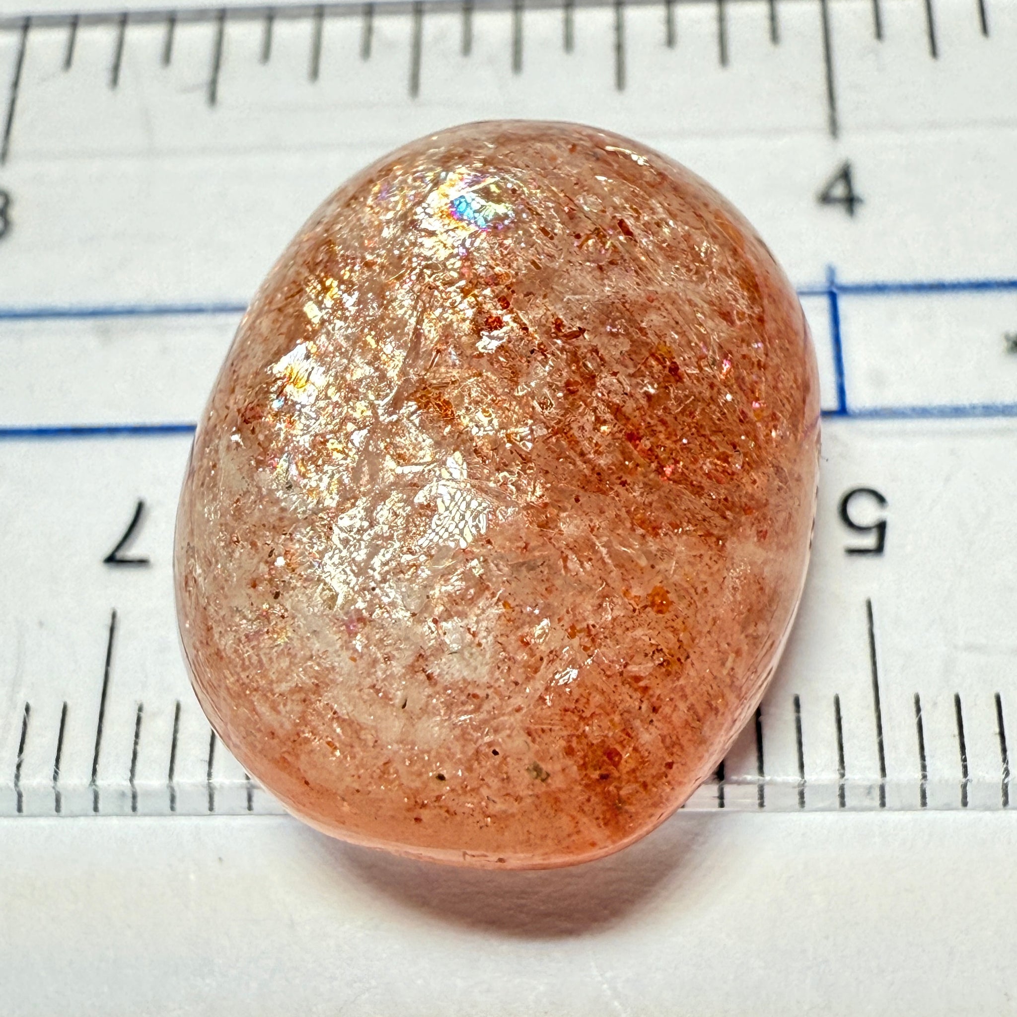 Confetti Sunstone Cabochon, 21.73ct, Tanzania, Untreated Unheated, flat backed