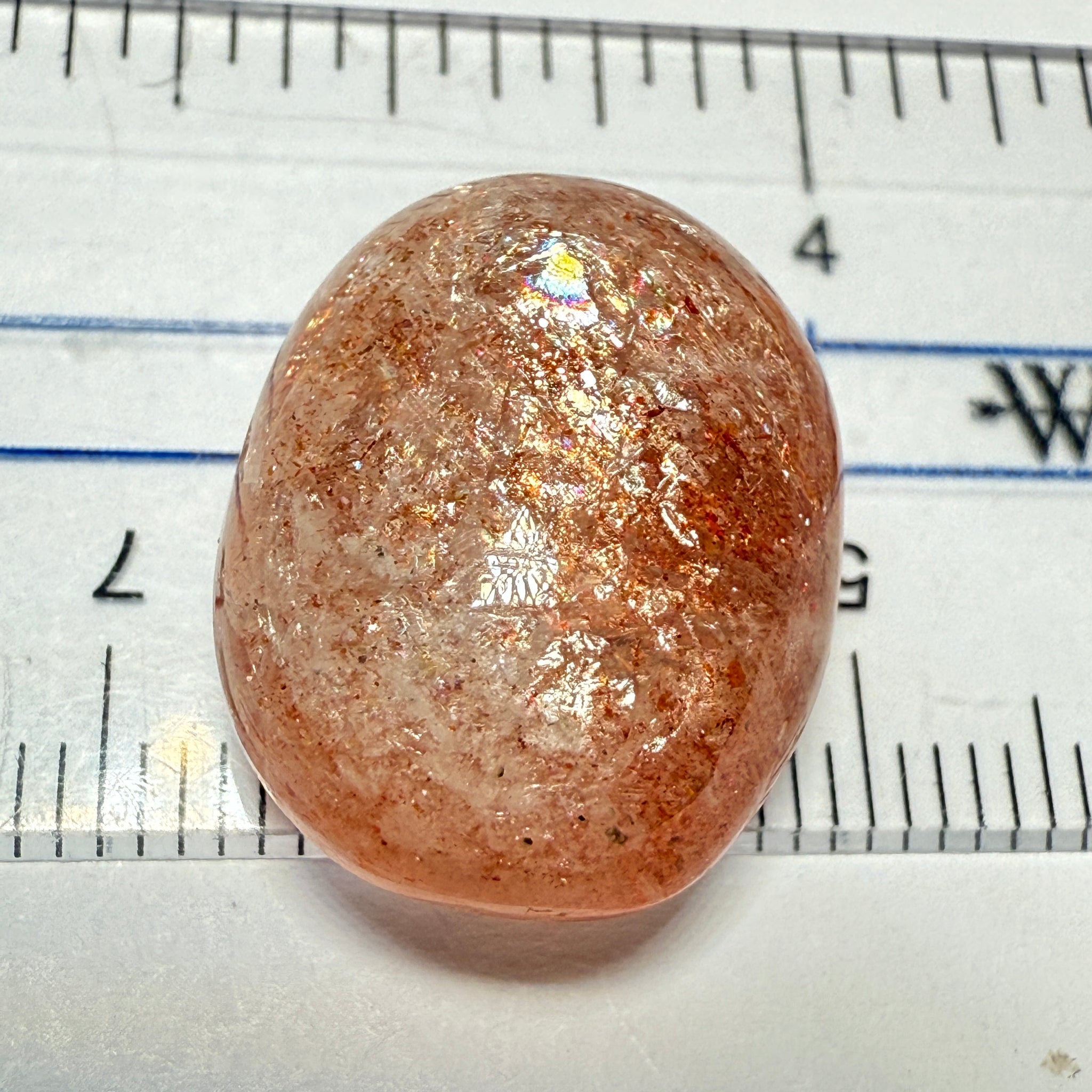 Confetti Sunstone Cabochon, 21.73ct, Tanzania, Untreated Unheated, flat backed