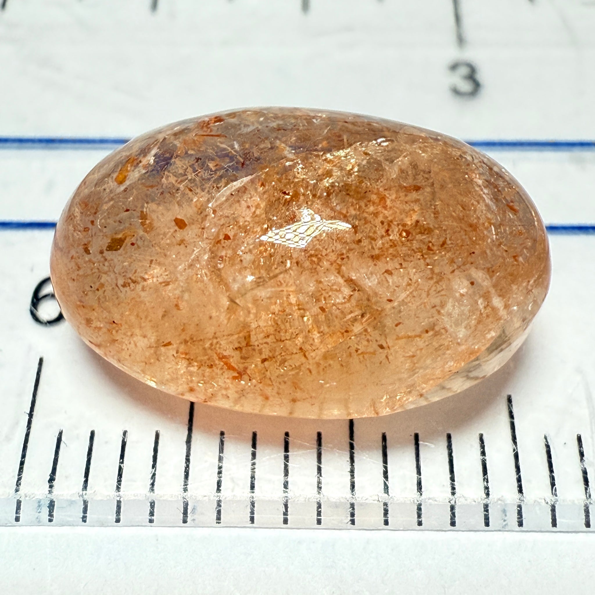 Confetti Sunstone Cabochon, 7.32ct, Tanzania, Untreated Unheated, flat backed