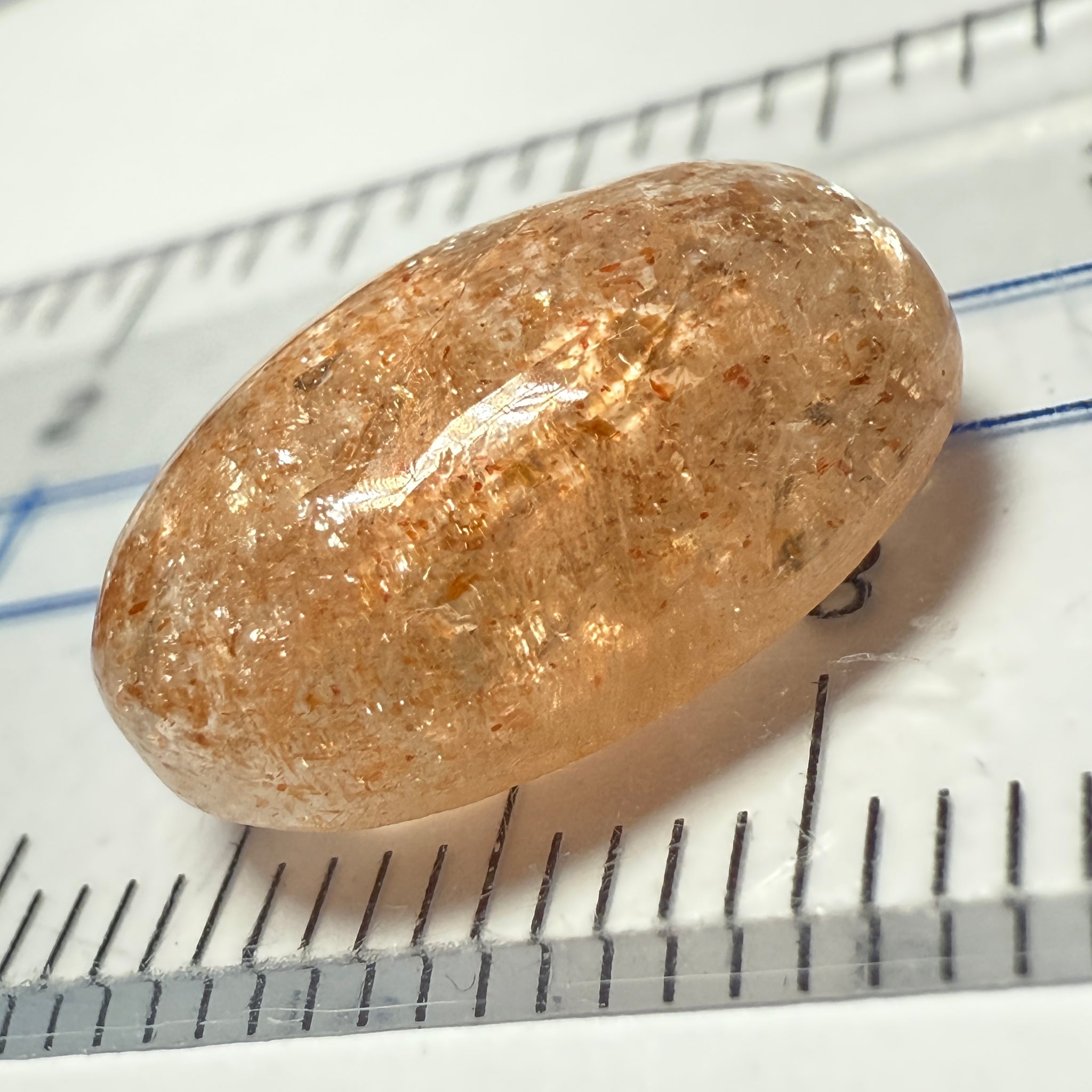 Confetti Sunstone Cabochon, 7.32ct, Tanzania, Untreated Unheated, flat backed