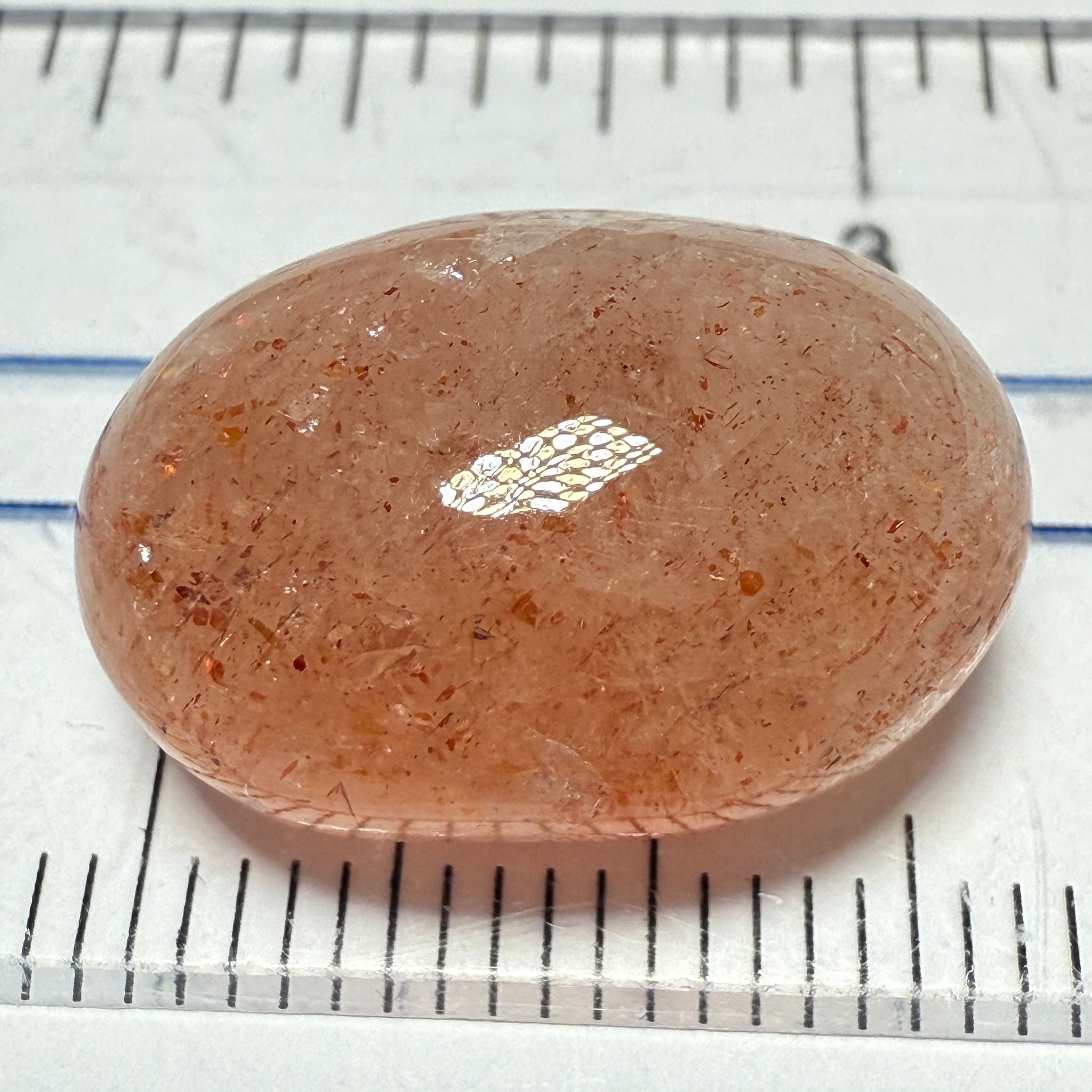 Confetti Sunstone Cabochon, 15.38ct, Tanzania, Untreated Unheated, flat backed