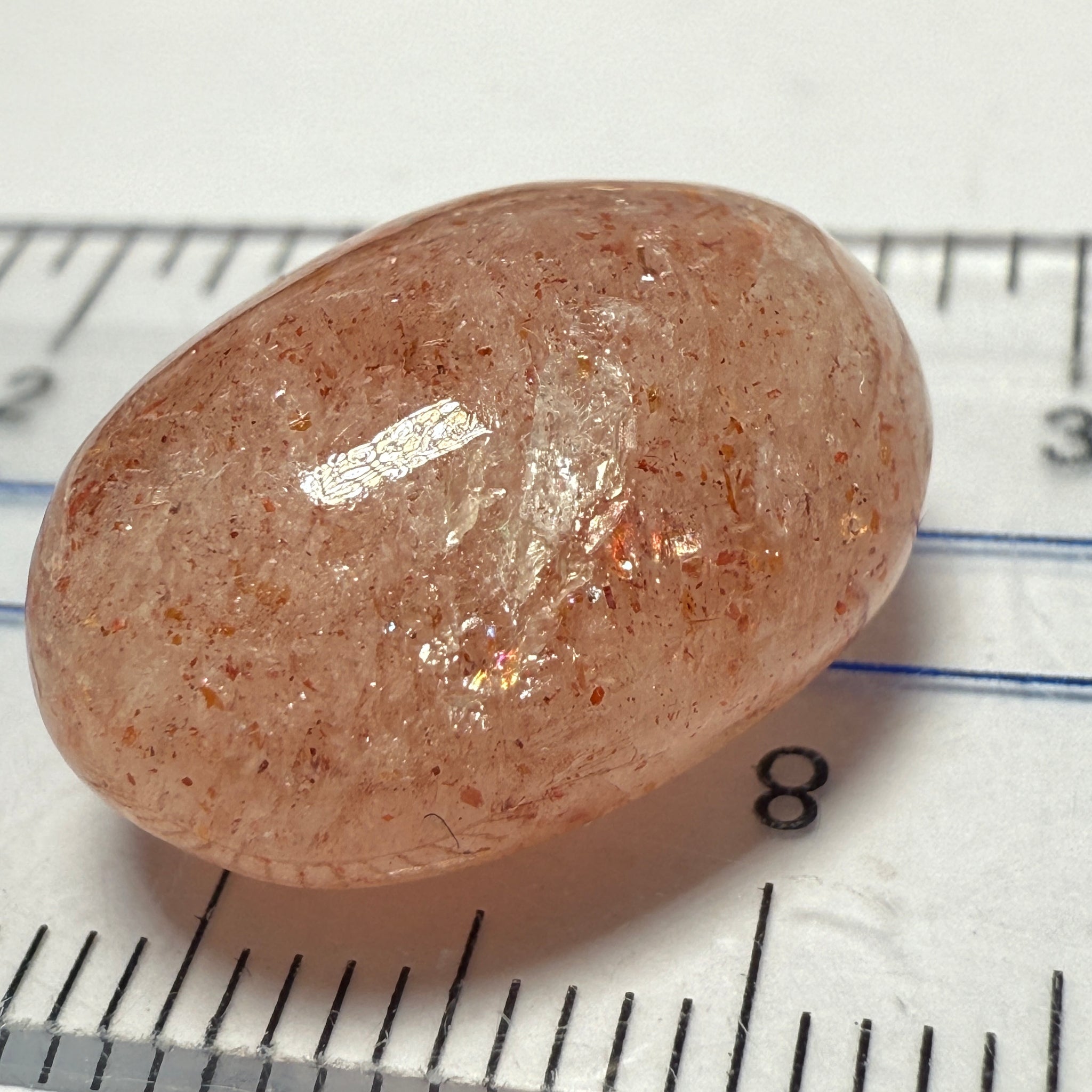 Confetti Sunstone Cabochon, 15.38ct, Tanzania, Untreated Unheated, flat backed