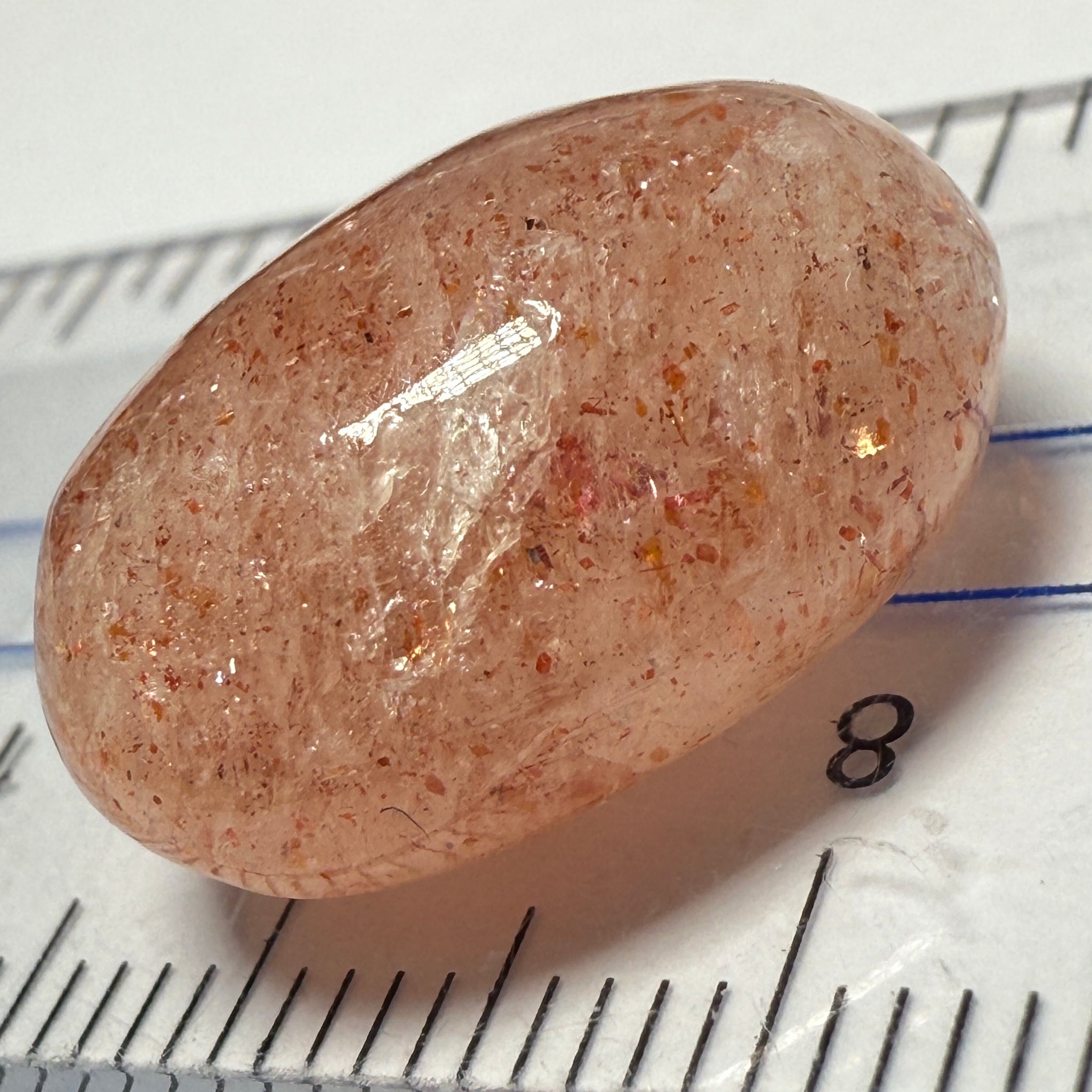 Confetti Sunstone Cabochon, 15.38ct, Tanzania, Untreated Unheated, flat backed