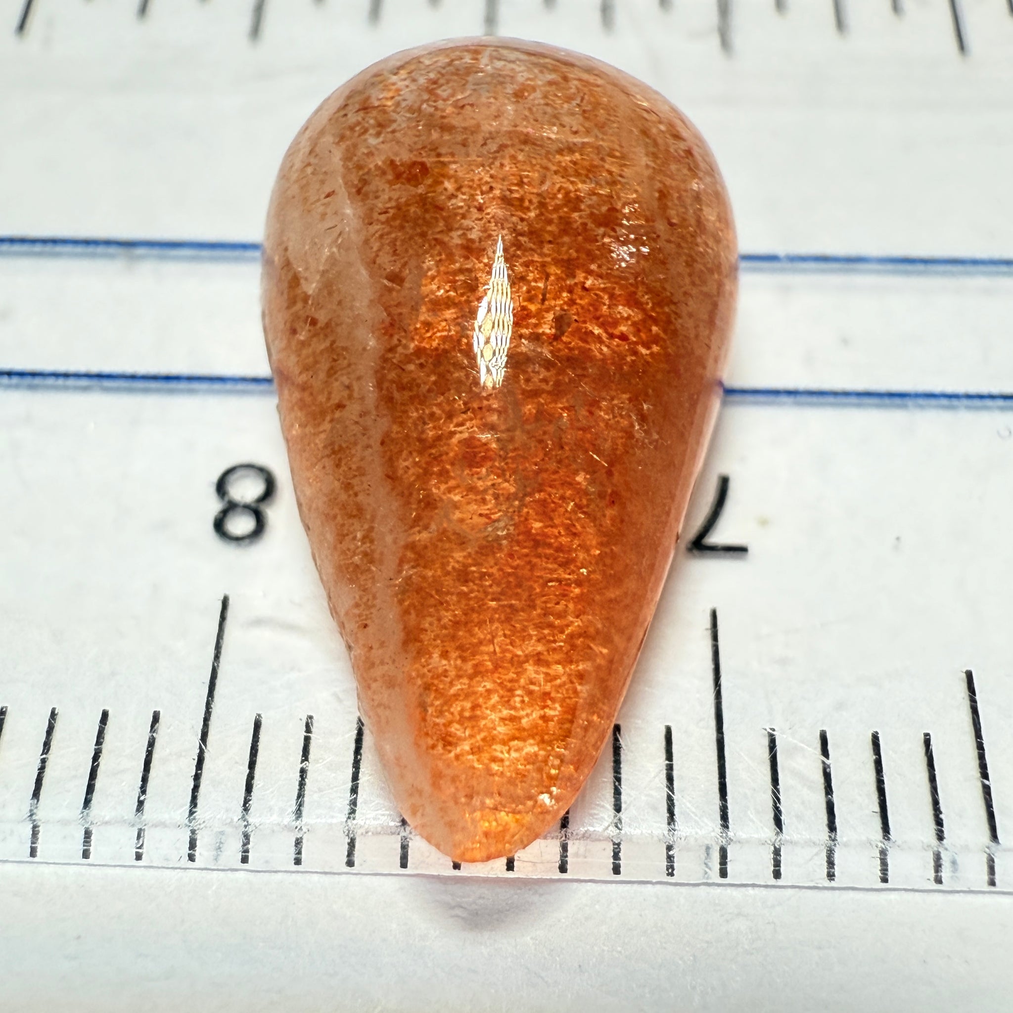 Confetti Sunstone Cabochon, 6.77ct, Tanzania, Untreated Unheated, flat backed