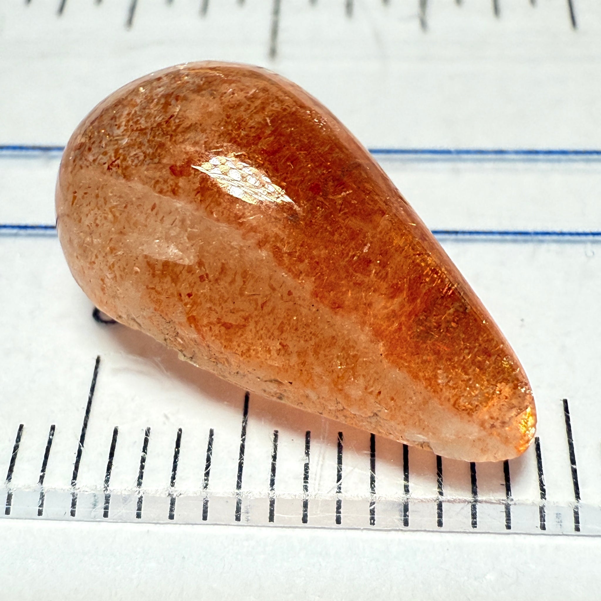 Confetti Sunstone Cabochon, 6.77ct, Tanzania, Untreated Unheated, flat backed