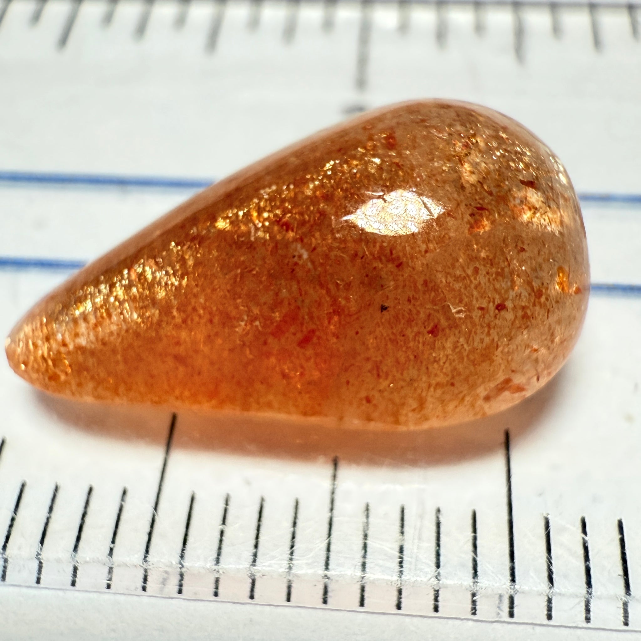 Confetti Sunstone Cabochon, 6.77ct, Tanzania, Untreated Unheated, flat backed