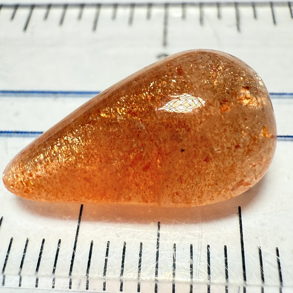 Confetti Sunstone Cabochon, 6.77ct, Tanzania, Untreated Unheated, flat backed