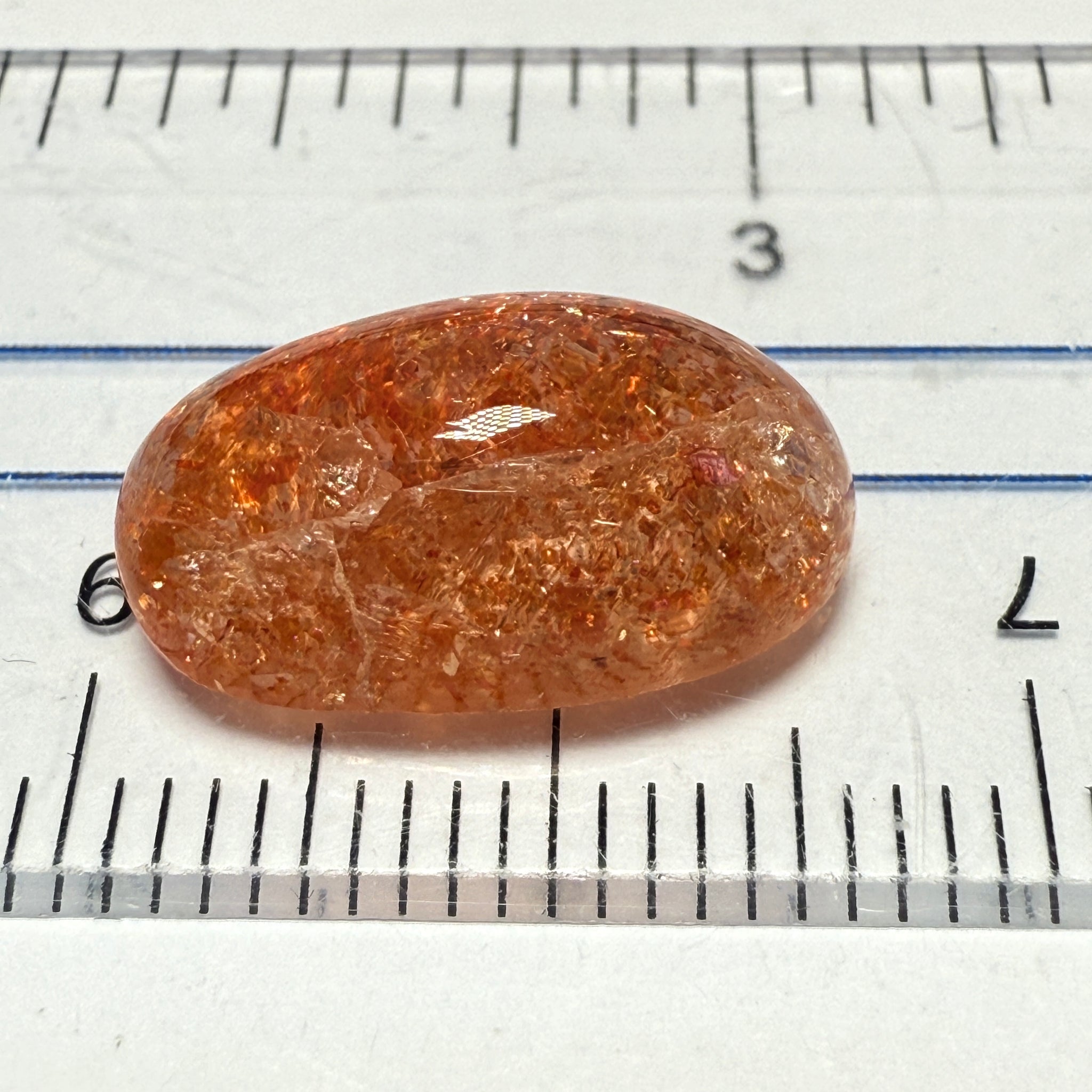 Confetti Sunstone Cabochon, 6.31ct, Tanzania, Untreated Unheated, flat backed