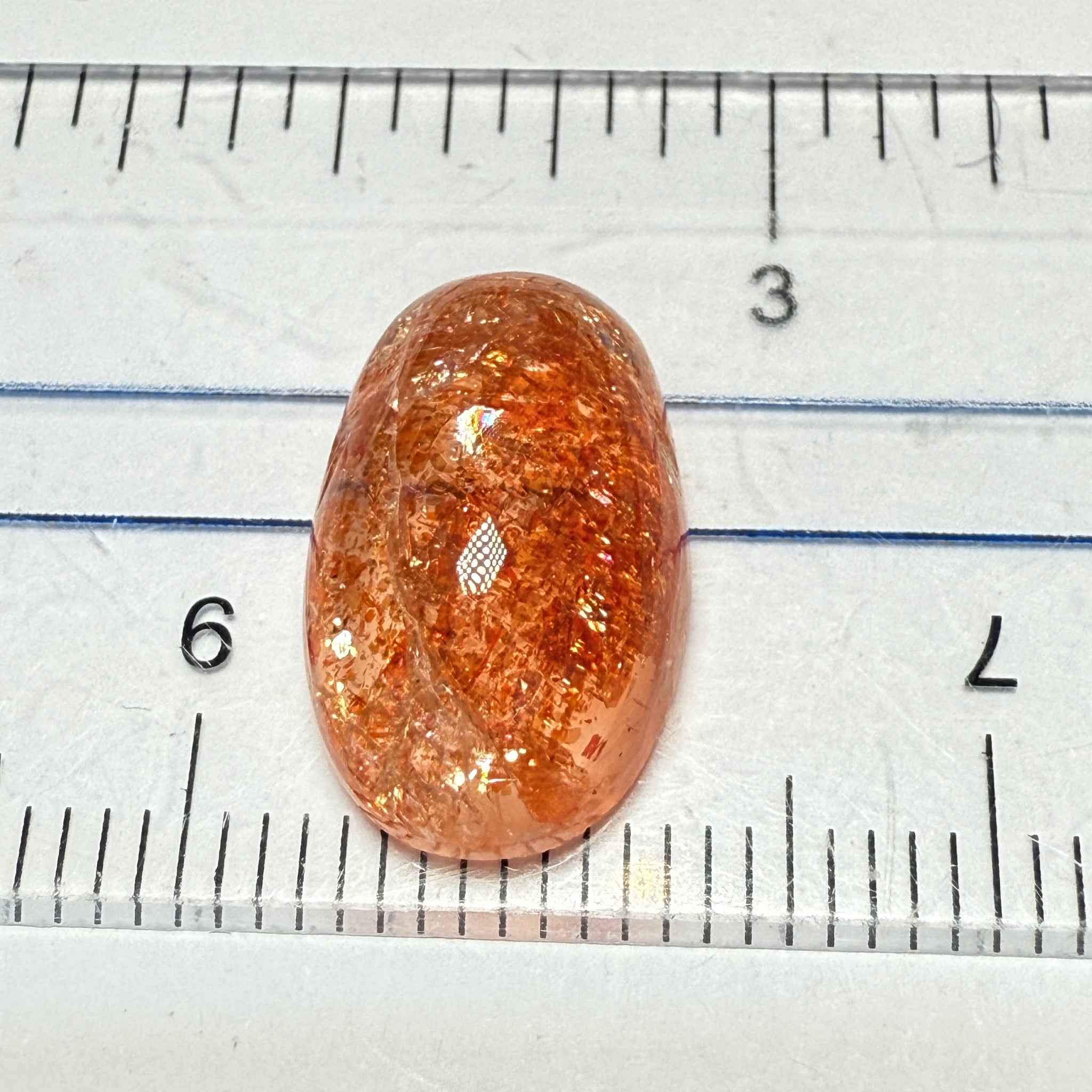 Confetti Sunstone Cabochon, 6.31ct, Tanzania, Untreated Unheated, flat backed