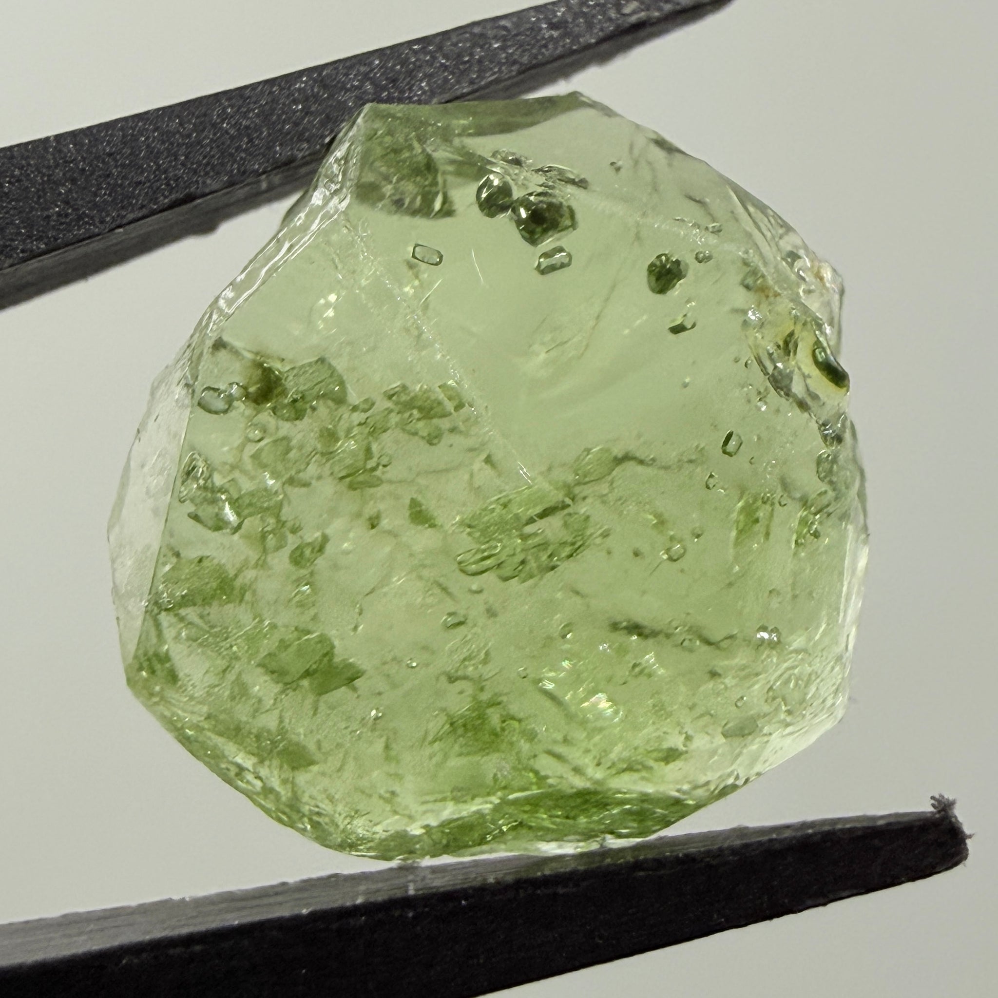 Tourmaline Crystal, 4.87ct, Laletema, Untreated Unheated, heavily included, naturally flat crystal, set as is, superb inclusions inside