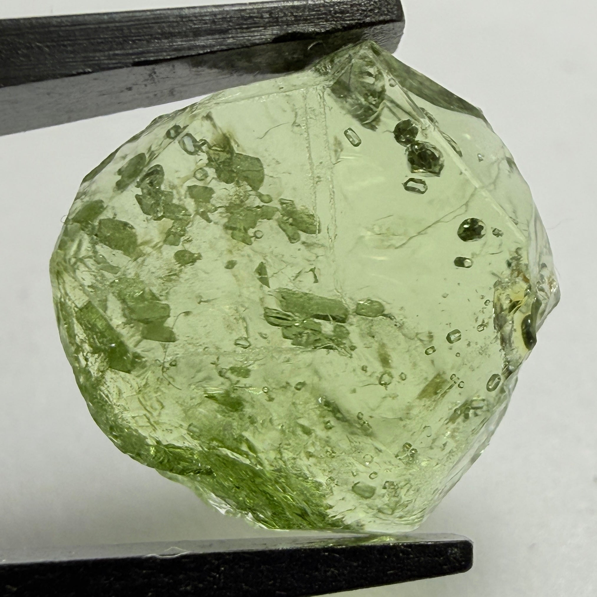 Tourmaline Crystal, 4.87ct, Laletema, Untreated Unheated, heavily included, naturally flat crystal, set as is, superb inclusions inside