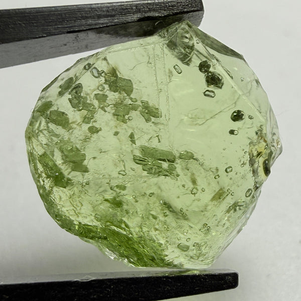 Tourmaline Crystal, 4.87ct, Laletema, Untreated Unheated, heavily included, naturally flat crystal, set as is, superb inclusions inside