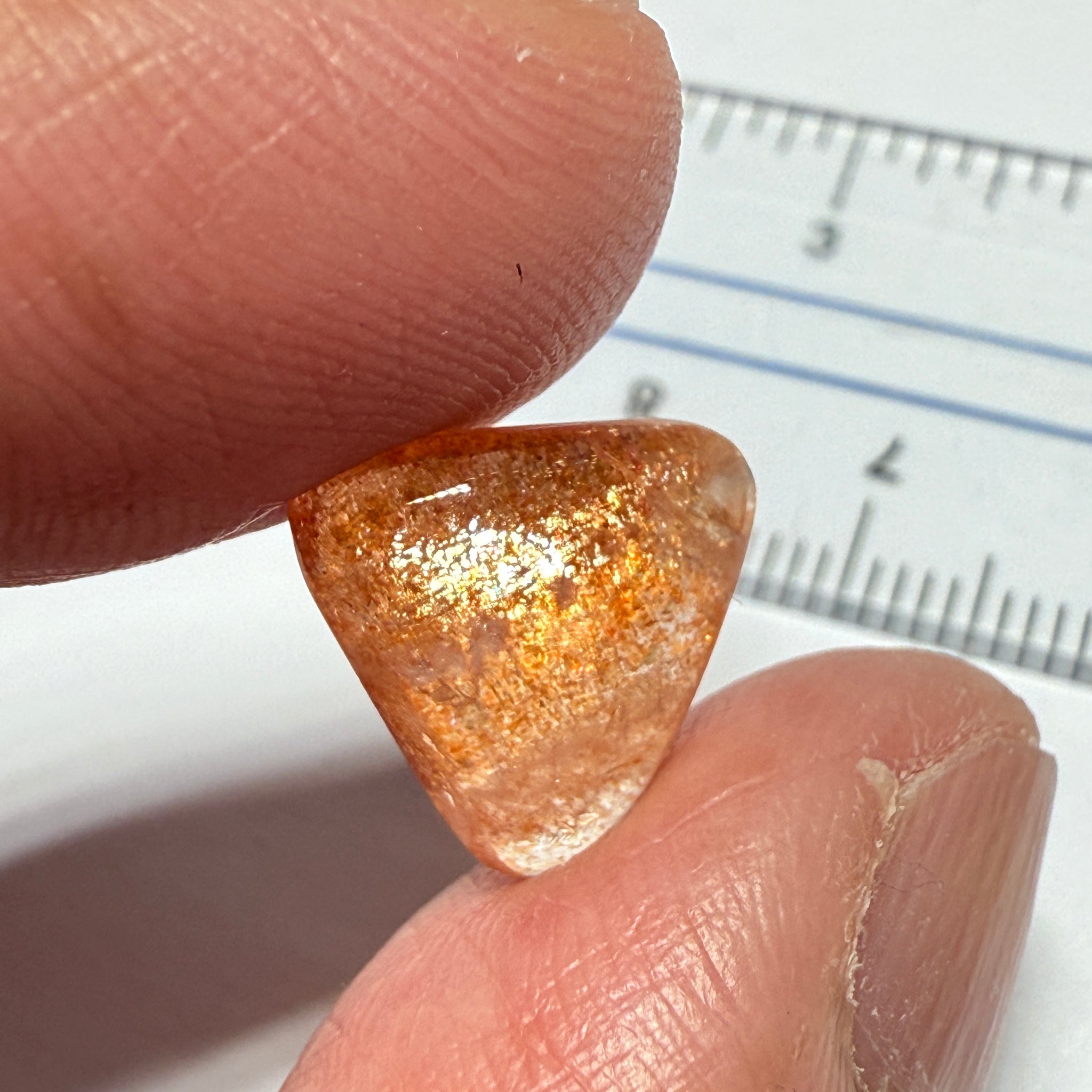 Confetti Sunstone Cabochon, 4.45ct, Tanzania, Untreated Unheated, flat backed