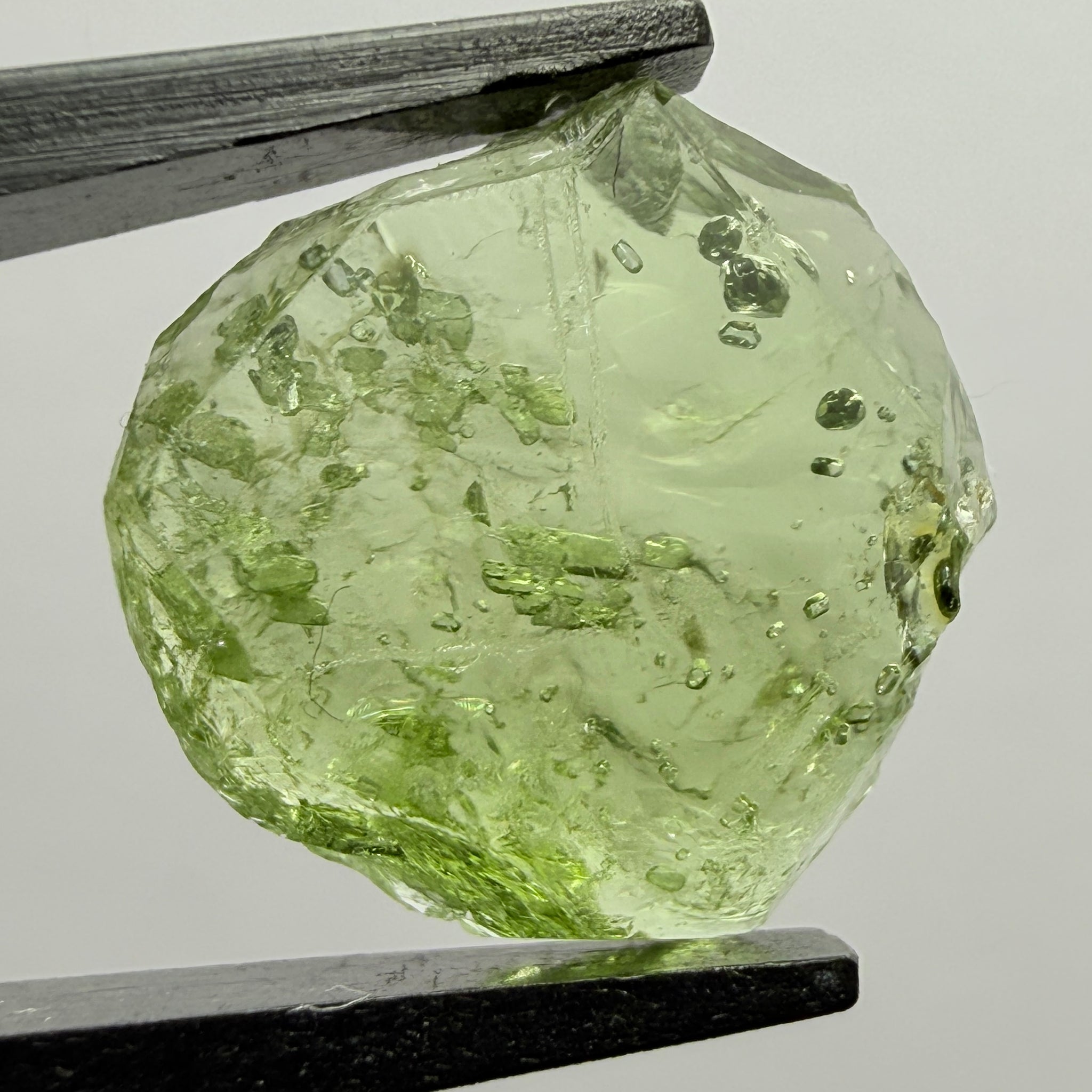 Tourmaline Crystal, 4.87ct, Laletema, Untreated Unheated, heavily included, naturally flat crystal, set as is, superb inclusions inside